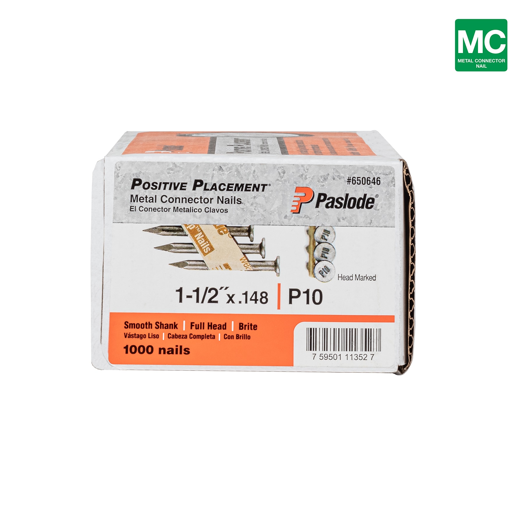 Clavos para colgador de vigas de 30 grados, brillantes y lisos, colectados, de 1-1/2 pulgadas x 0.148 pulgadas (1000 unidades por caja)