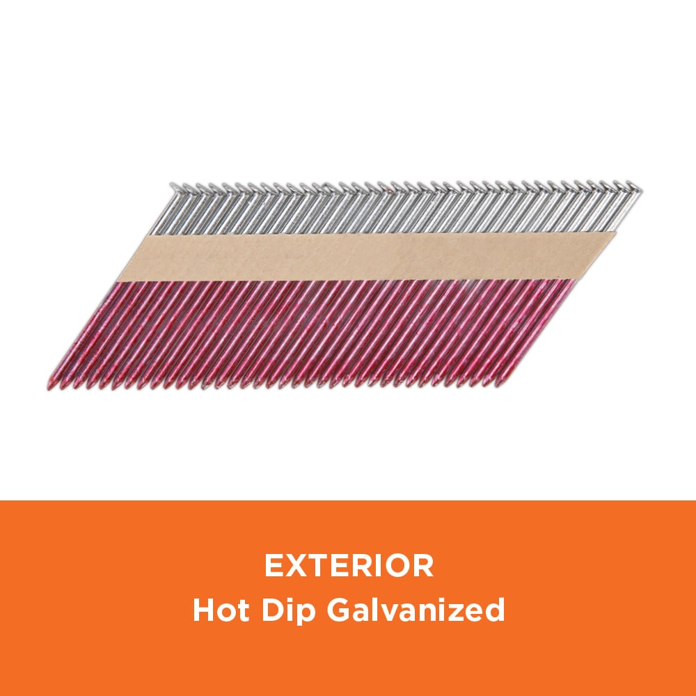 Clavos para armazón galvanizados por inmersión en caliente, de 3-1/4 pulgadas x 0.131 pulgadas, con cabeza suave y ángulo de 30 grados (2500 por caja)