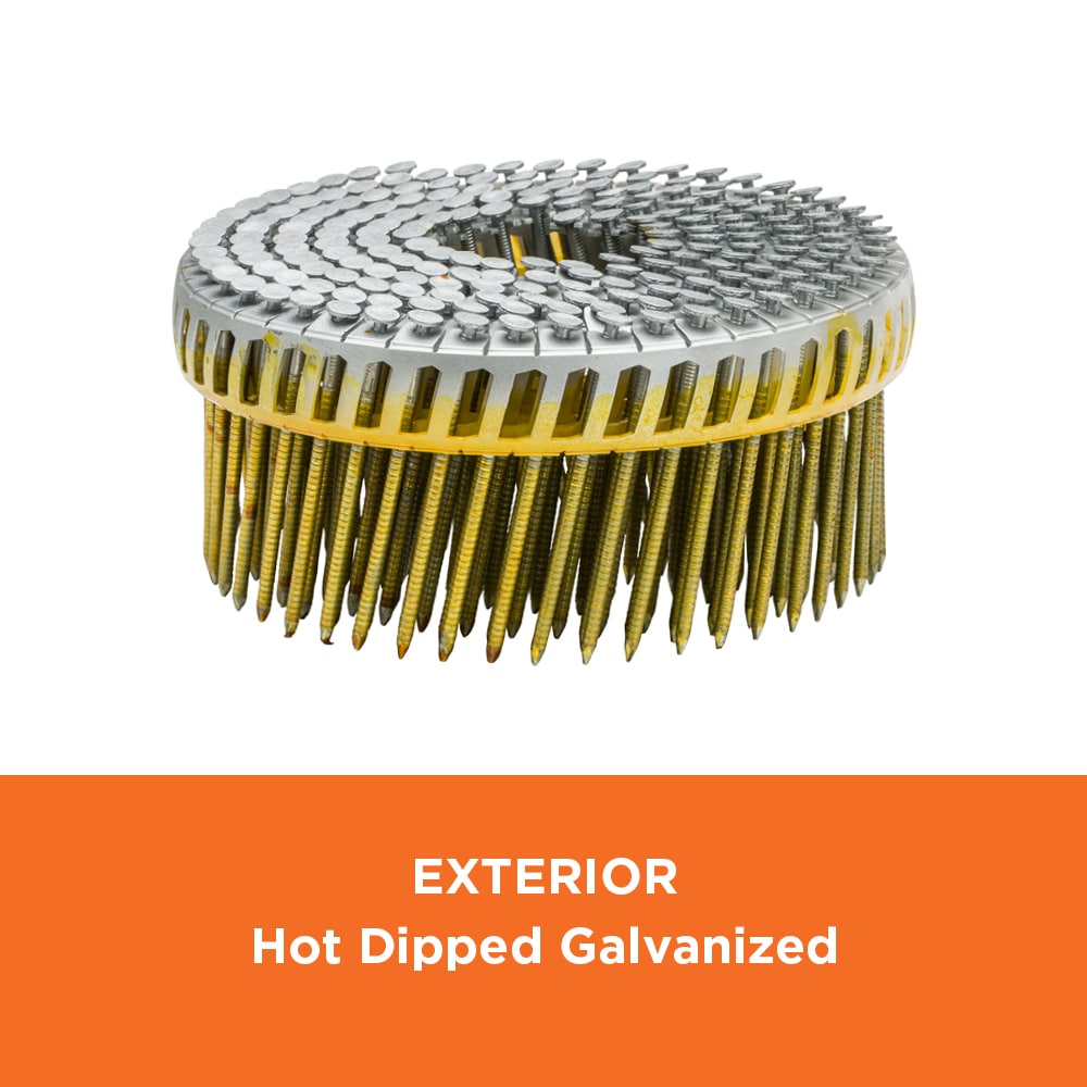 Clavos de plástico corrugados para revestimiento galvanizado en caliente de 2-1/4 pulgadas, calibre 0.092, ángulo de 15 grados, 4800 por caja - Modelo 0614146