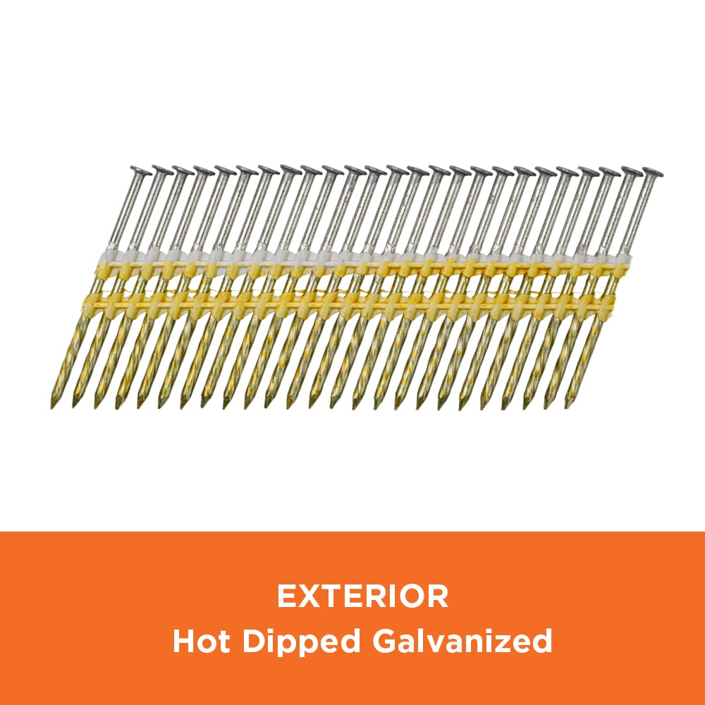 Clavos comunes galvanizados por inmersión en caliente con espiral de 3 pulgadas, calibre 0.12, 15 grados, 4000 unidades por caja.