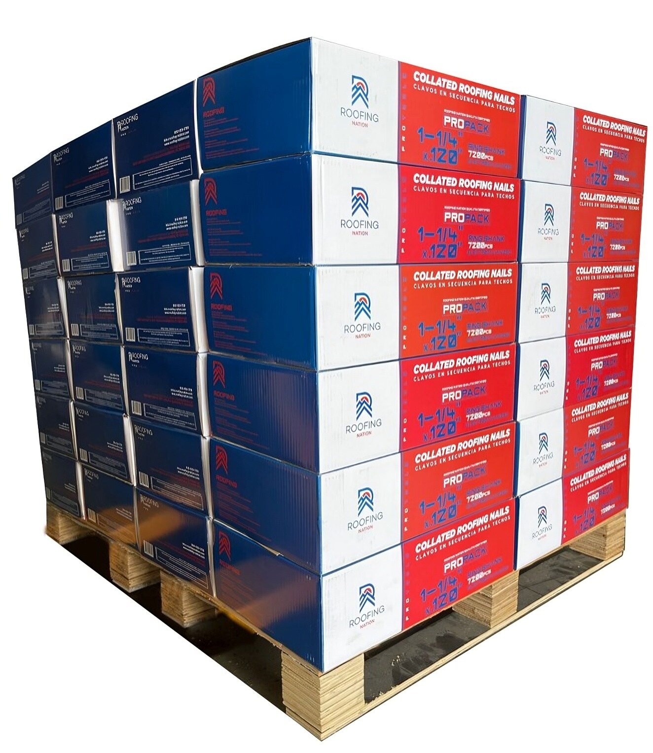 Clavos para techado electrogalvanizados en bobina de 15 grados ROOFING NATION de 1-1/4 pulgadas, 345600 por tarima