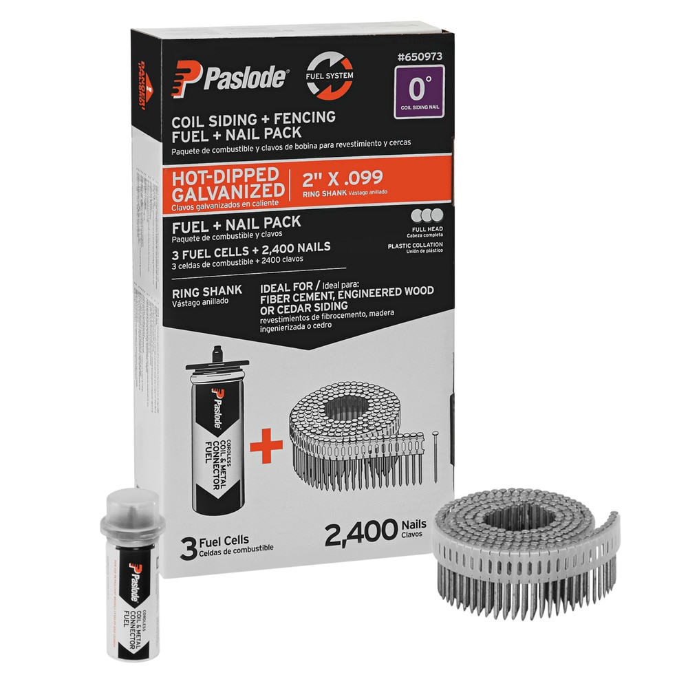 Clavos para revestimiento de 2 pulgadas galvanizados en caliente con anillos y colación de plástico - 81600 unidades por tarima 650973X1.