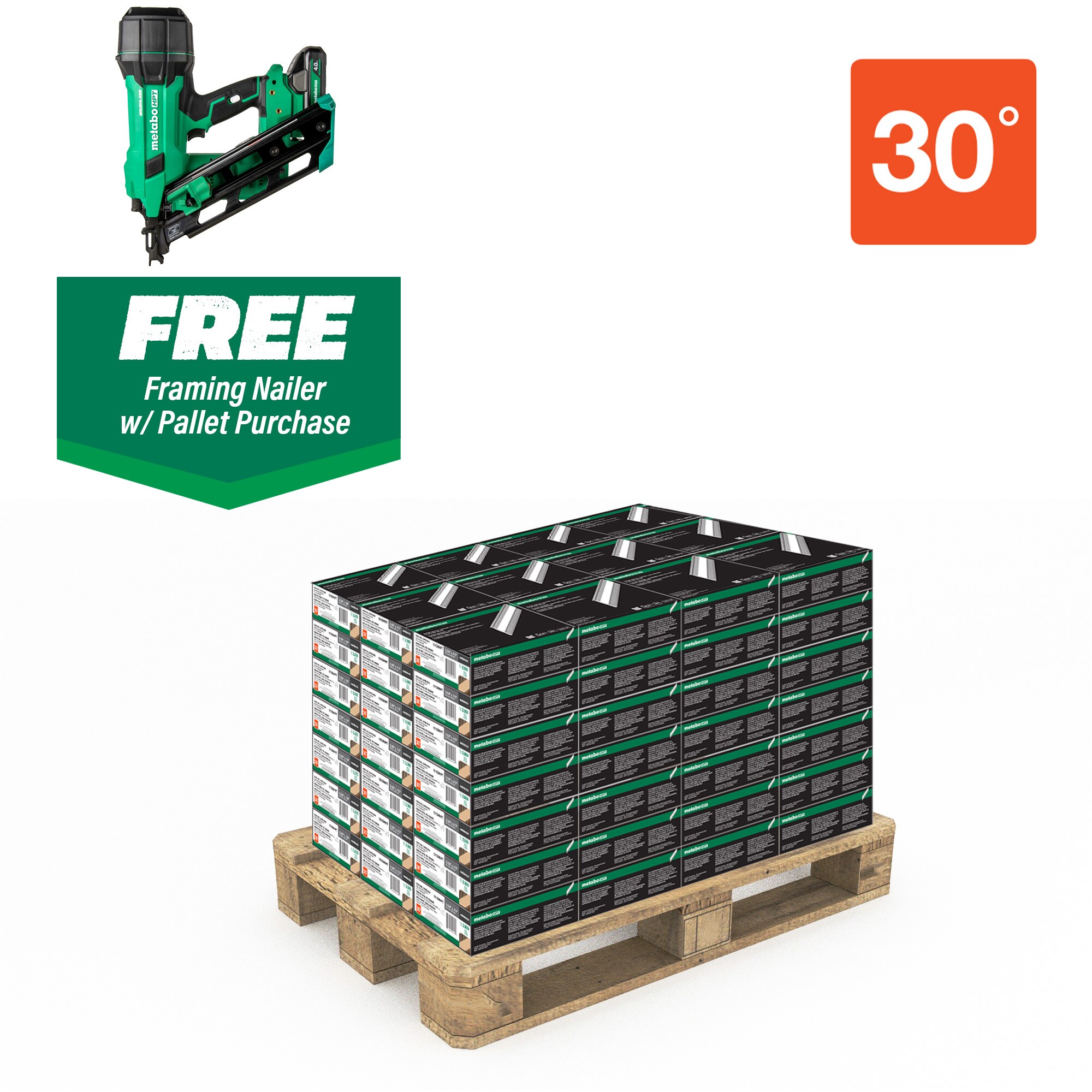 Clavos para estructuras encolados de 3-1/4 pulg. x 0.131 pulg. con cabeza brillante de 30 grados (210,000 por tarima)