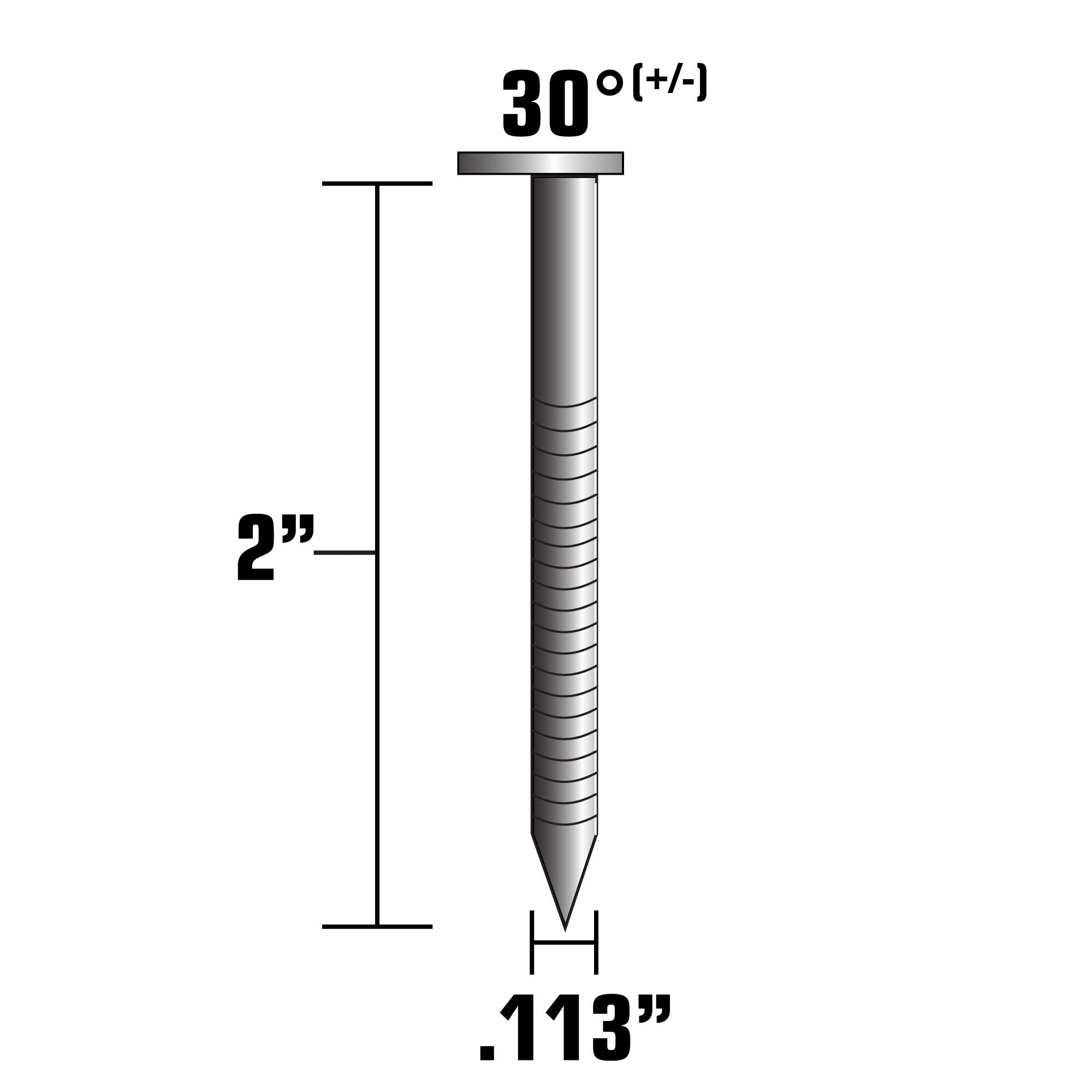 Clavos de armazón colados de 30 grados galvanizados en caliente, 2 pulgadas x 0.11 pulgadas (240,000 por palet)