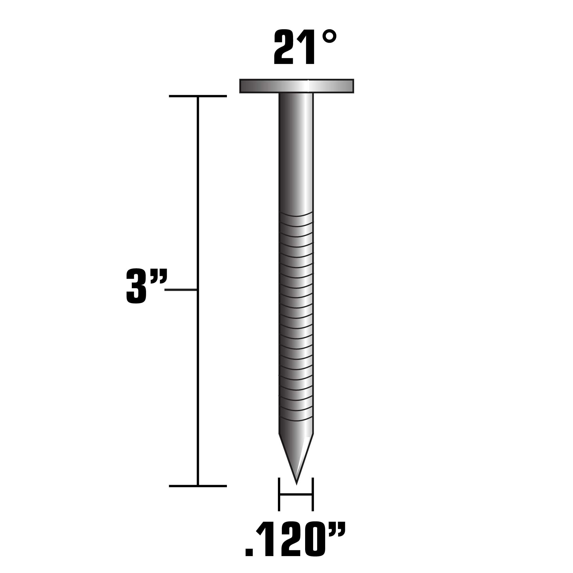 Clavos para armazón 3 pulgadas x 0.12 pulgadas 21° con anillo galvanizado por inmersión en caliente Metabo HPT (192,000 por palet) 10302NR1890DRAM