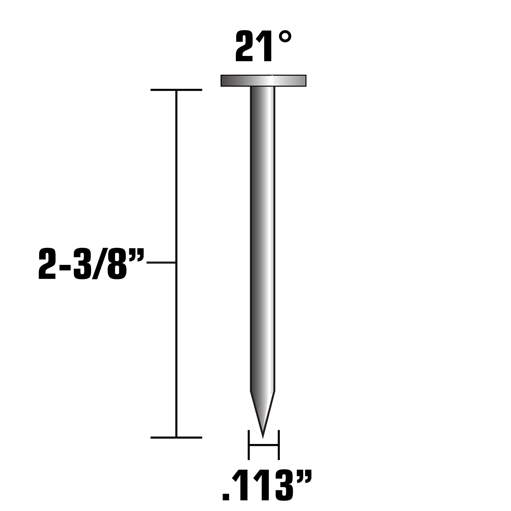 Clavos para armazones encolados de 21 grados y punta lisa de 2-3/8 pulgadas x 0.133 pulgadas de Metabo HPT (240,000 por palet) 10102NR1890DRAM
