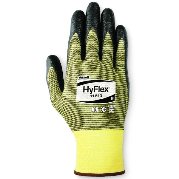 Guantes recubiertos resistentes al corte Ansell, Nivel de corte A2, 15 ga, negro, XL - 11-510