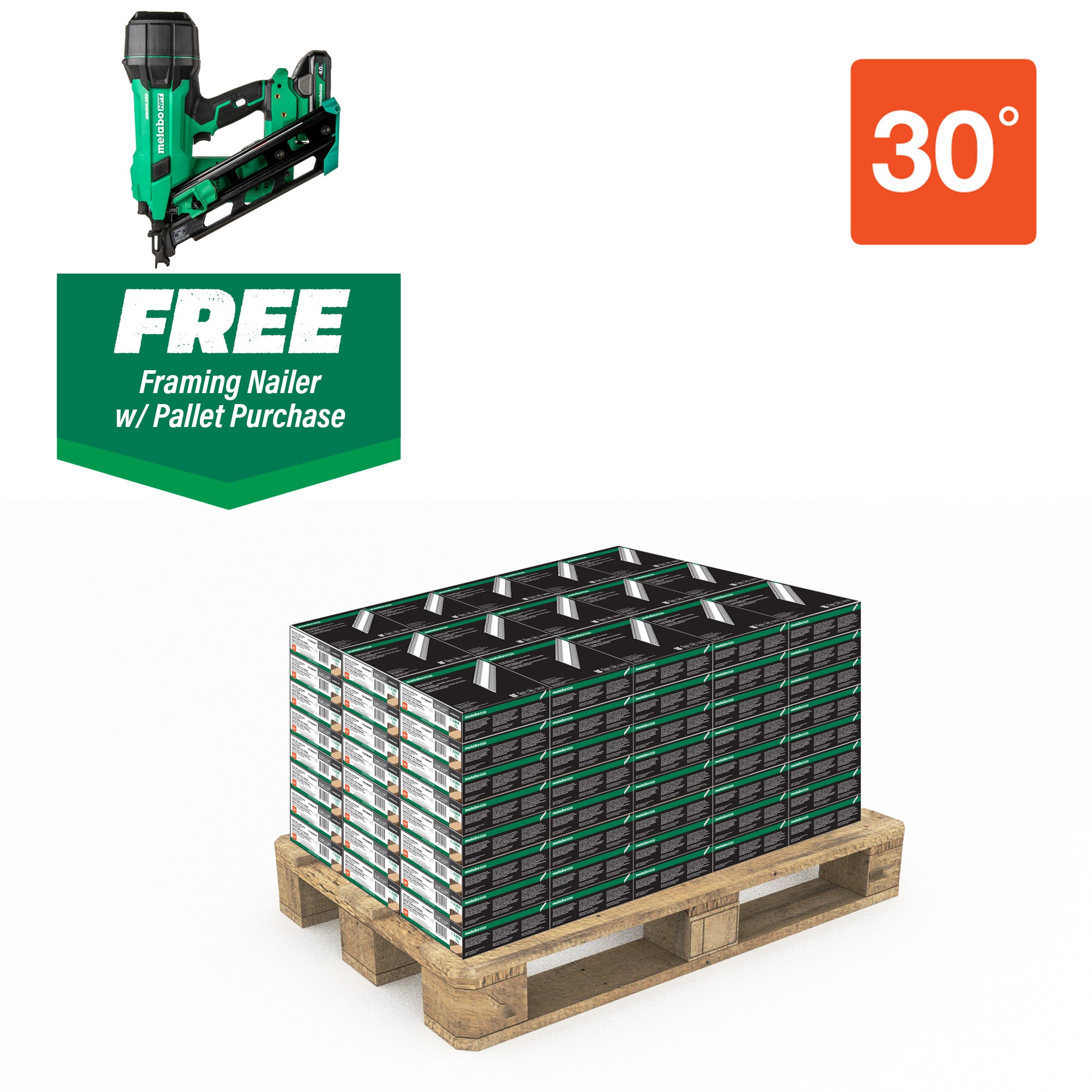 Clavos para estructuras colados con vástago liso brillante de 2-3/8 pulgadas x 0.11 pulgadas, ángulo de 30 grados (240000 por pallet) 15102NR1890DCAM