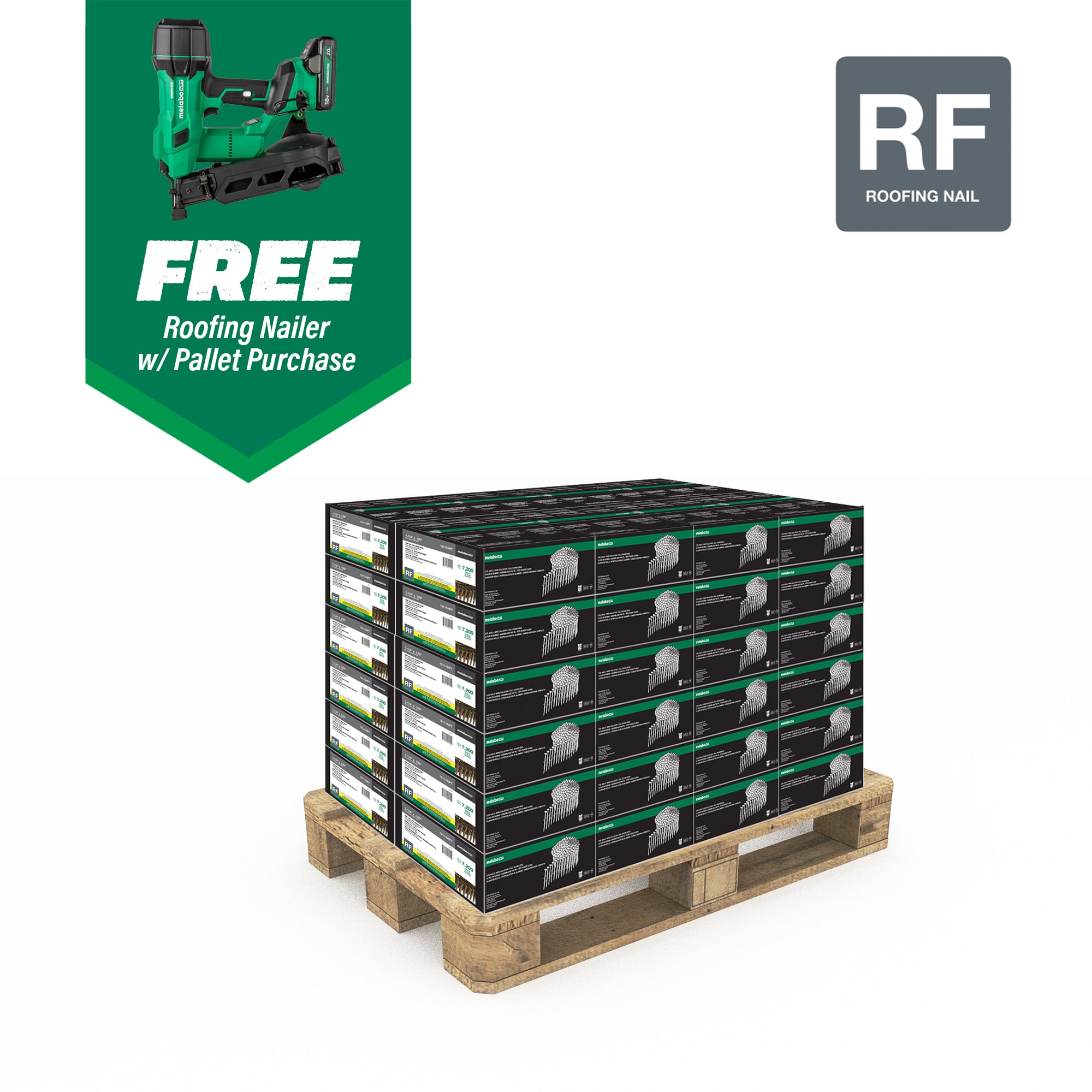Clavos de techo en bobina electro-galvanizados, lisos, en ángulo de 15 grados de Metabo HPT - 346,000 - Por Pallet