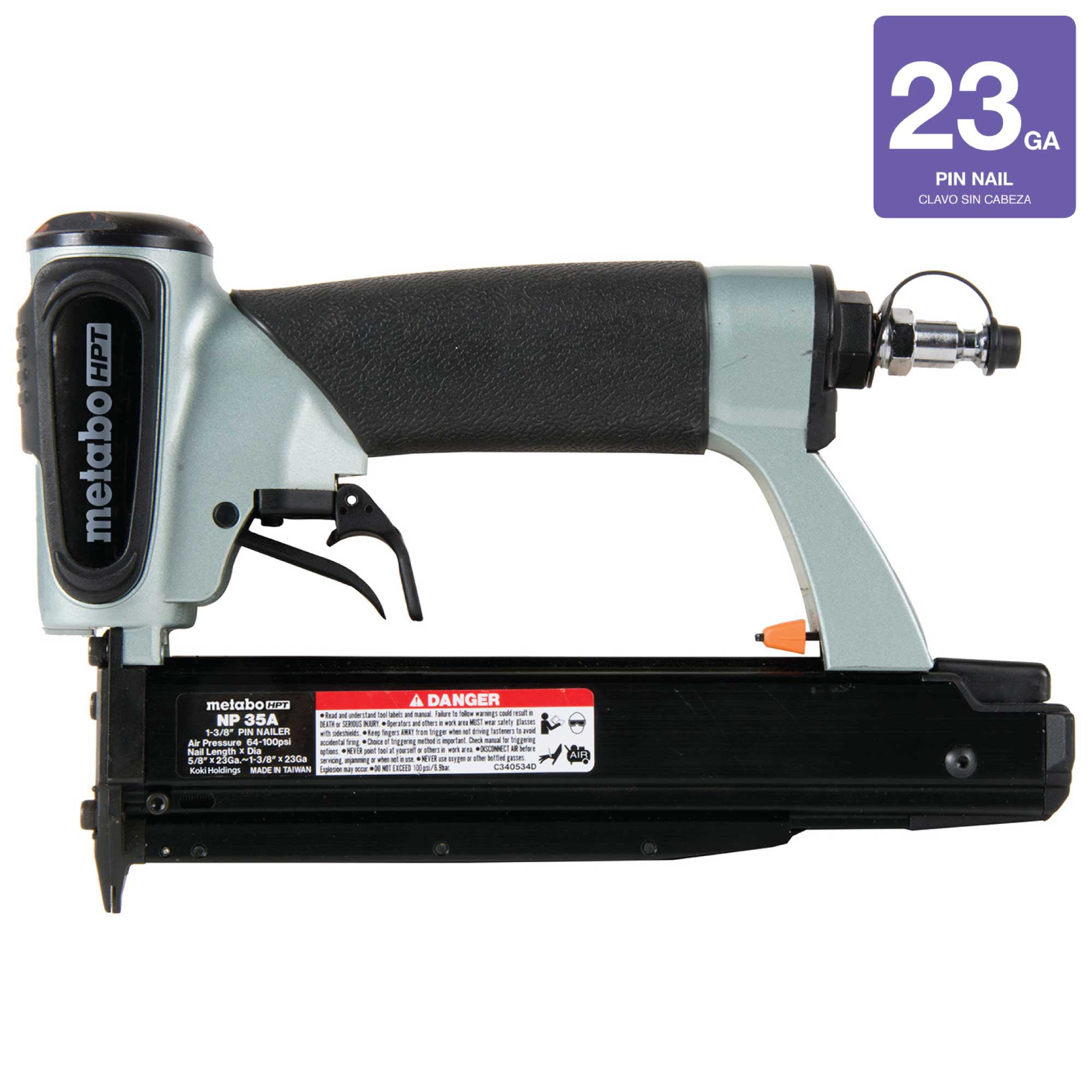 Clavadora neumática de pines de calibre 23 de 1-3/8 pulgadas Metabo HPT NP35AM
