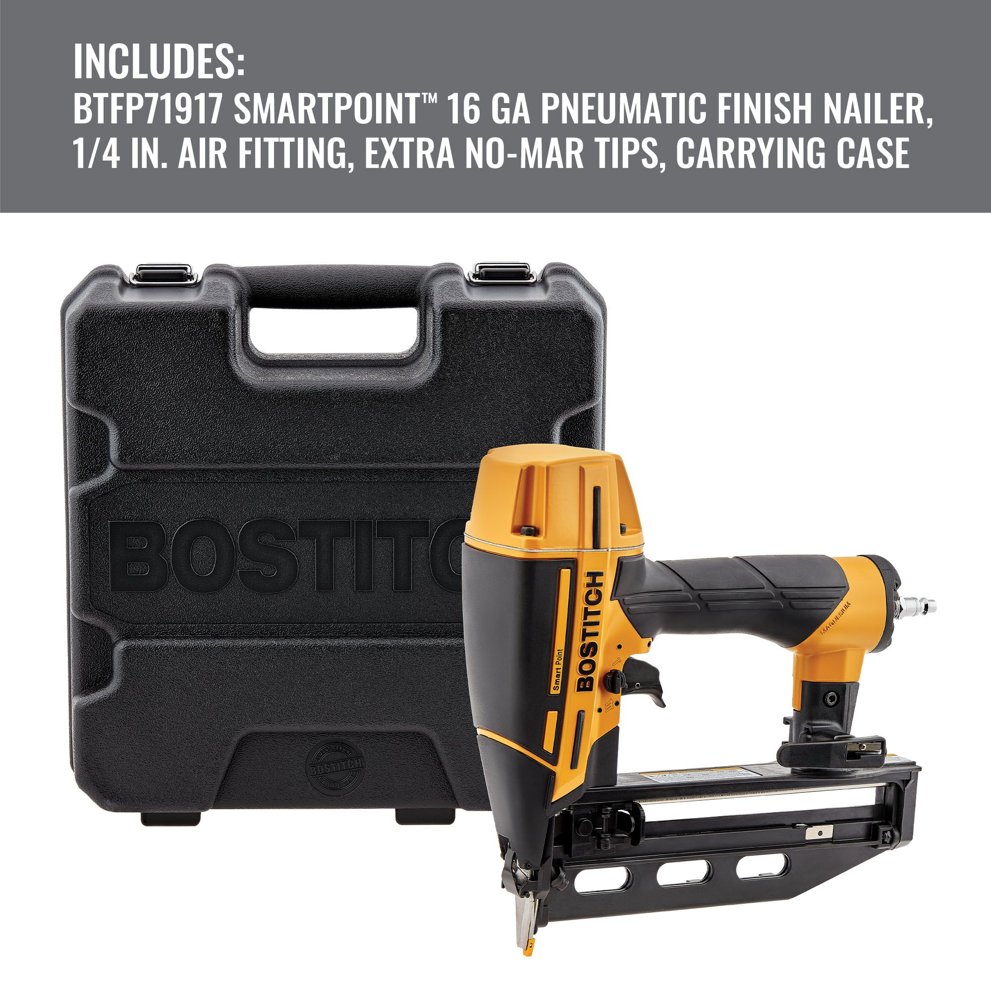 Clavadora neumática recta de acabado Smart Point de calibre 16 de 2 1/2 pulgadas de Bostitch