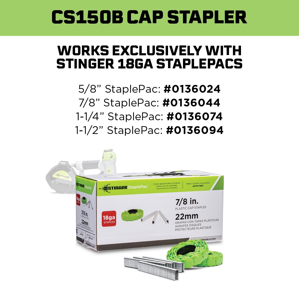 Clavadora de gorra STINGER CS150B de calibre 18 con corona media de 1/4 pulgadas (Batería y Cargador No Incluidos) 0136012
