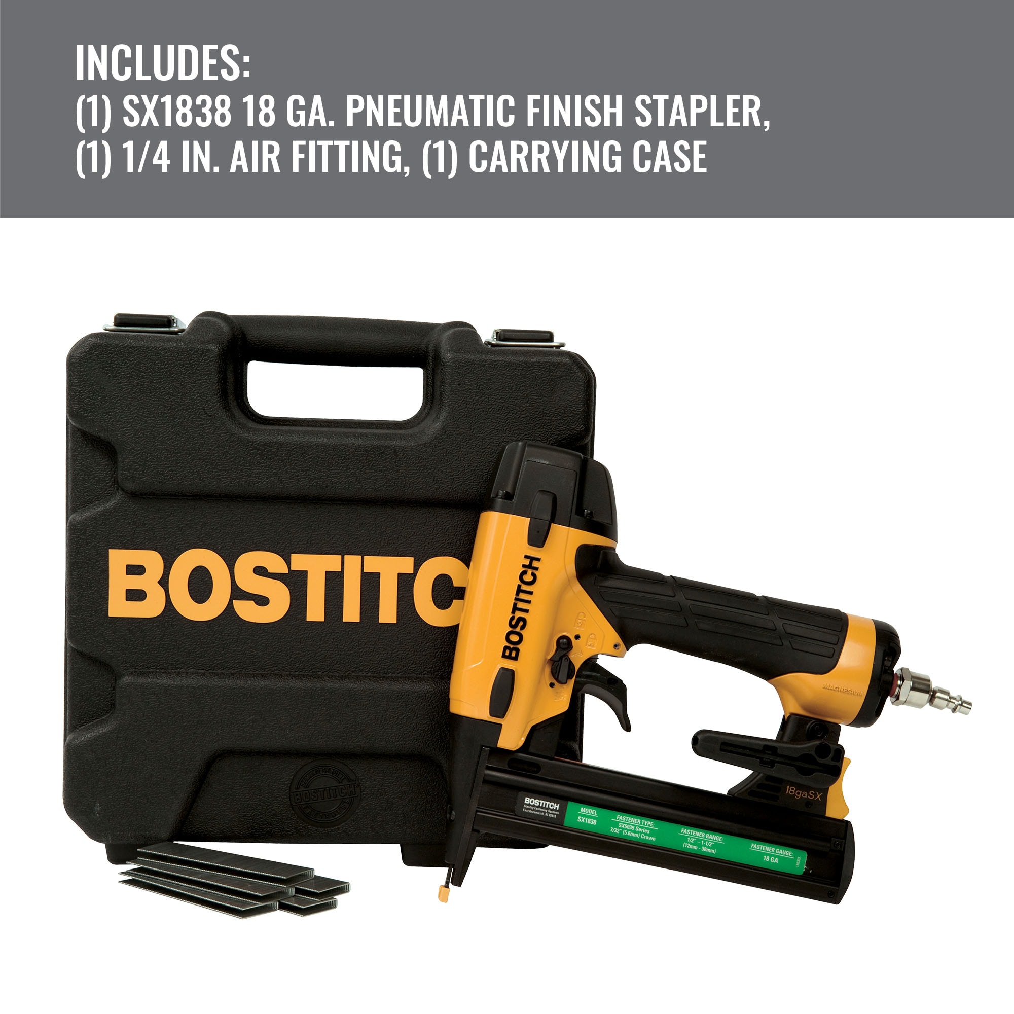 Clavadora neumática de corona estrecha Bostitch de 18 gauges 7/32 pulgadas SX1838K