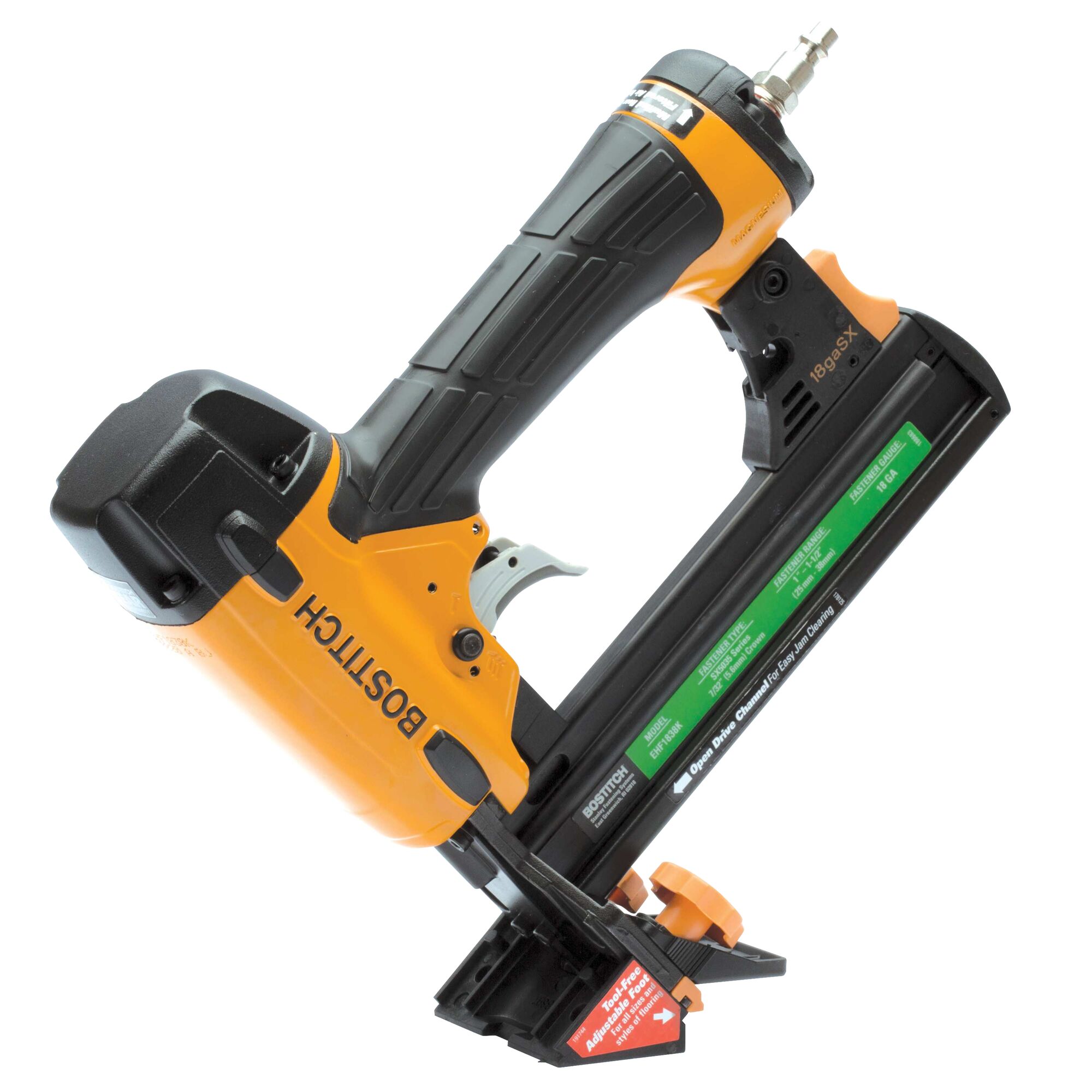 Clavadora de piso de corona estrecha de calibre 18 Bostitch EHF1838K de 1 pulgada