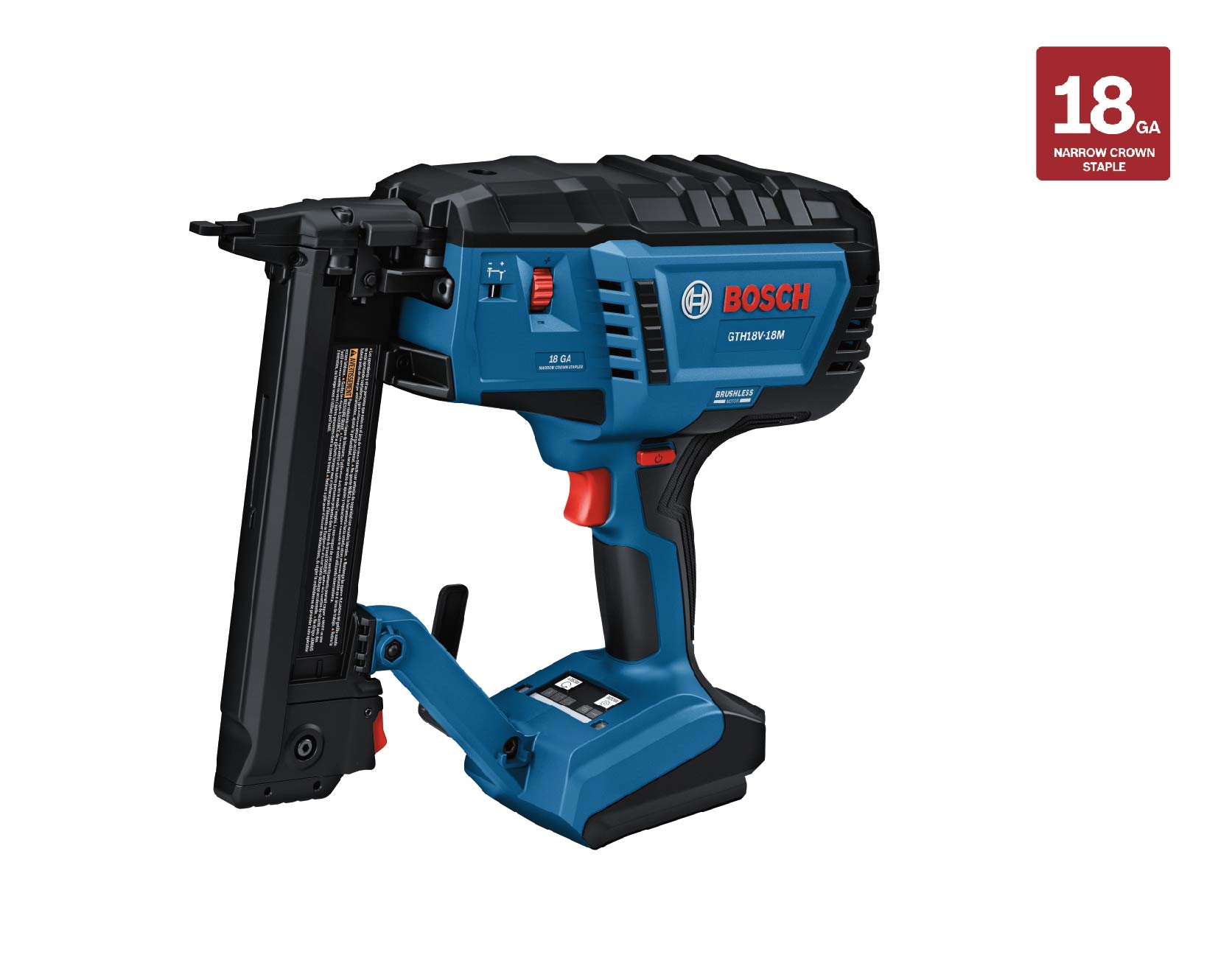 Clavadora de acabado de corona estrecha de calibre 18 de 3/8 pulgadas sin escobillas de 18V de Bosch (batería y cargador no incluidos) GTH18V-18MN