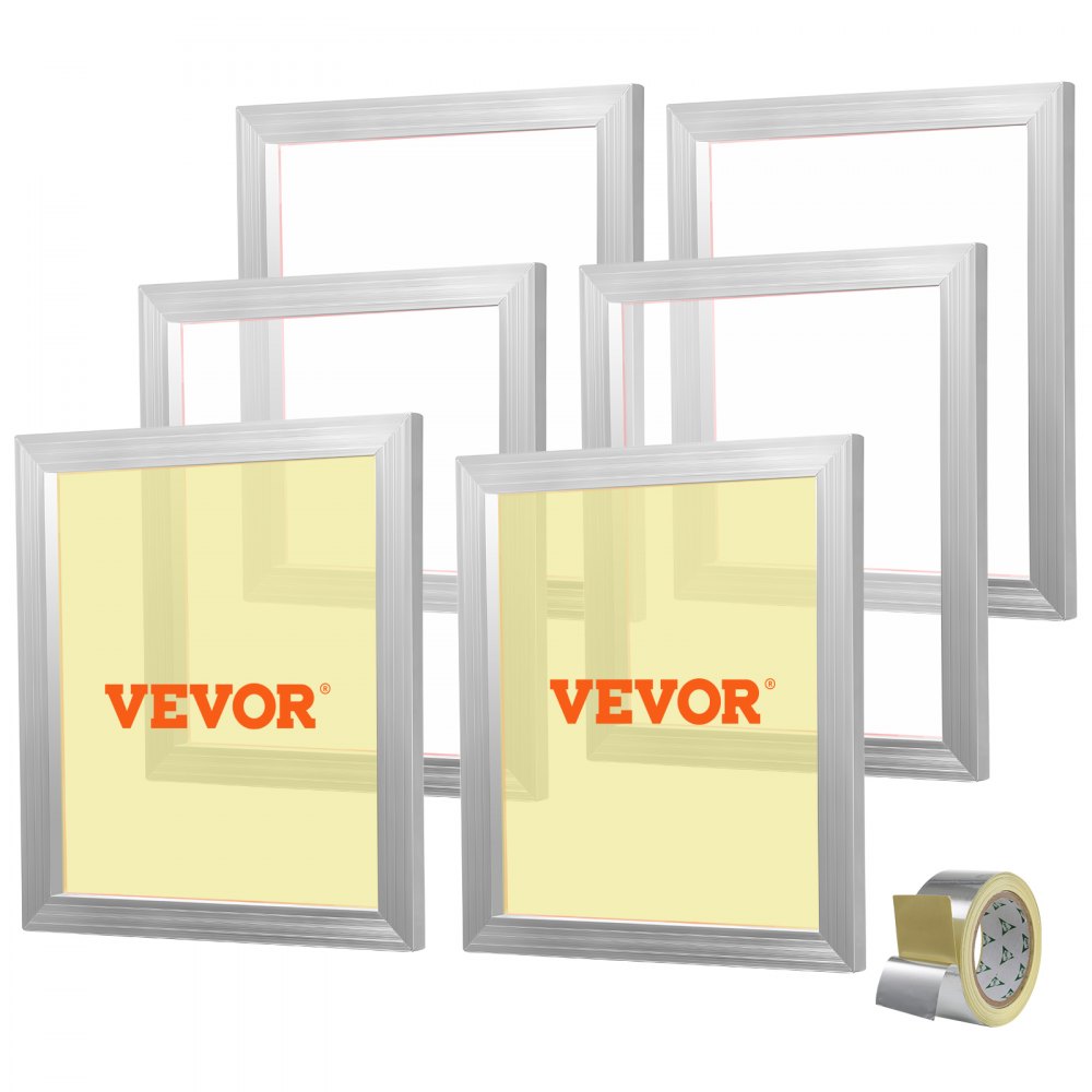 VEVOR Screen Printing Kit, 6 Pieces Aluminum Silk Screen Printing Frames, 18x20inch Silk Screen Printing Frame with 160 Count Mesh, High Tension Nylon Mesh and Sealing Tape for T-shirts DIY Printing - SYKJD61601820YSYRV0