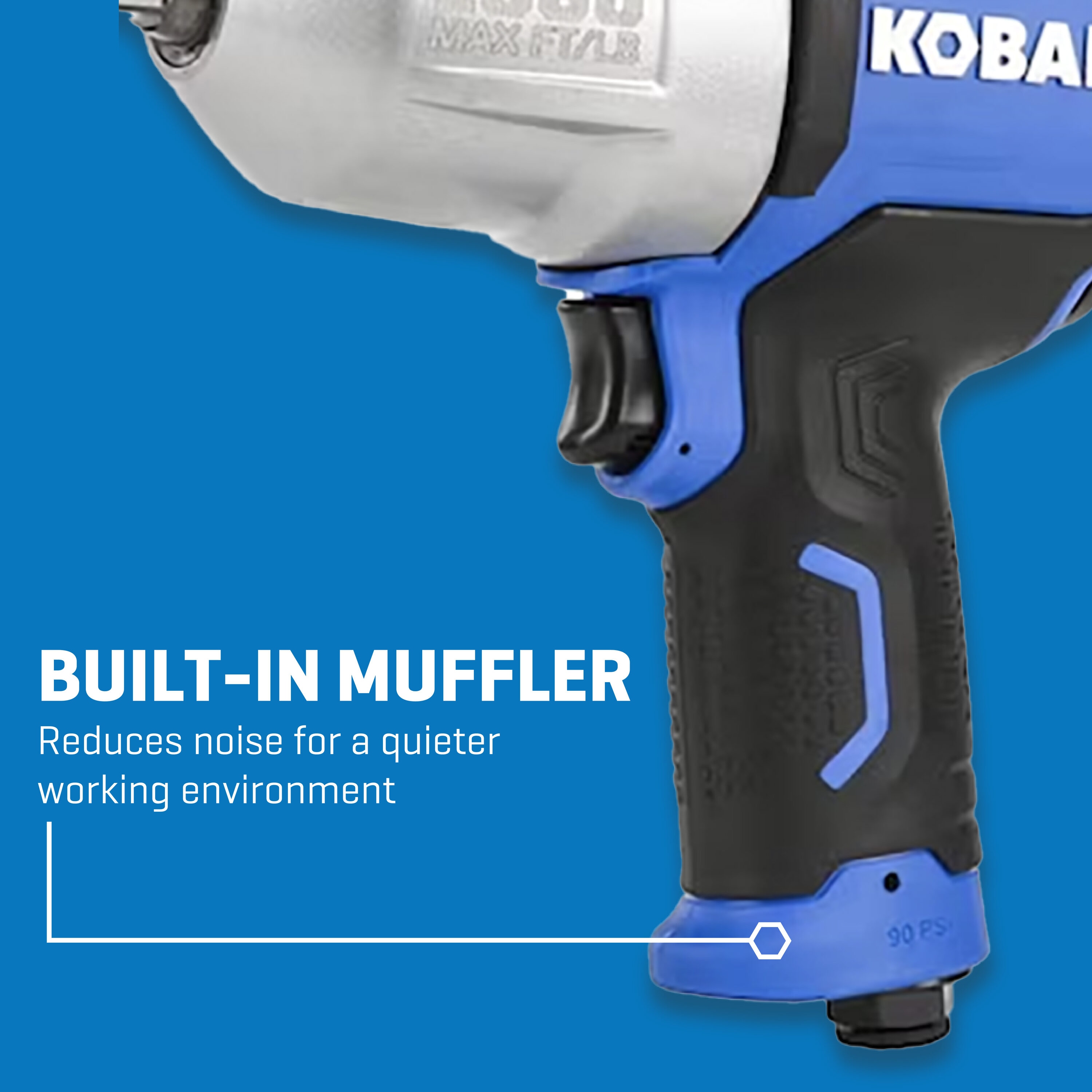 Llave de impacto de aire de 0.5 pulgadas con 1000 pies/libras Kobalt SGY-AIR236