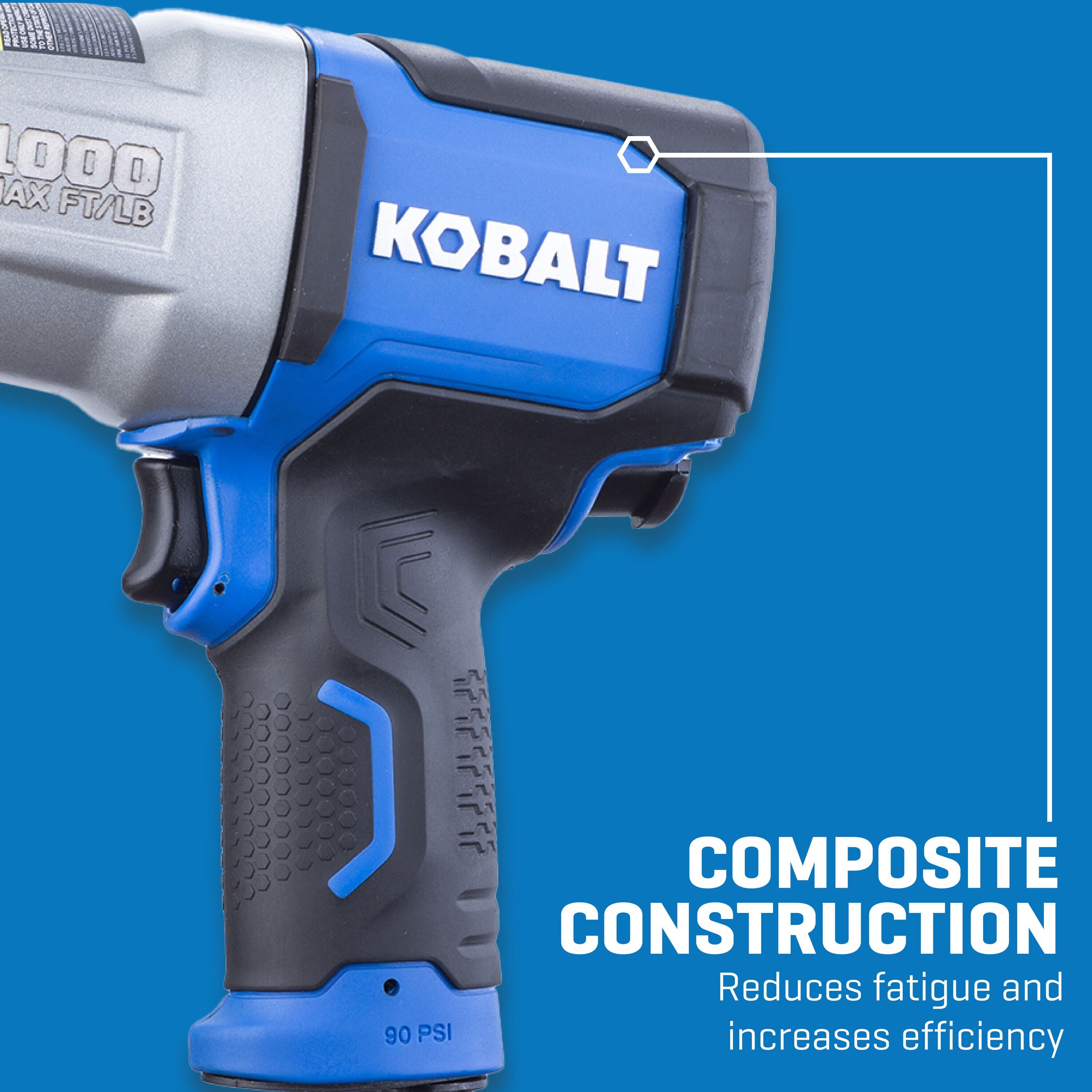 Llave de impacto de aire de 0.5 pulgadas con 1000 pies/libras Kobalt SGY-AIR236