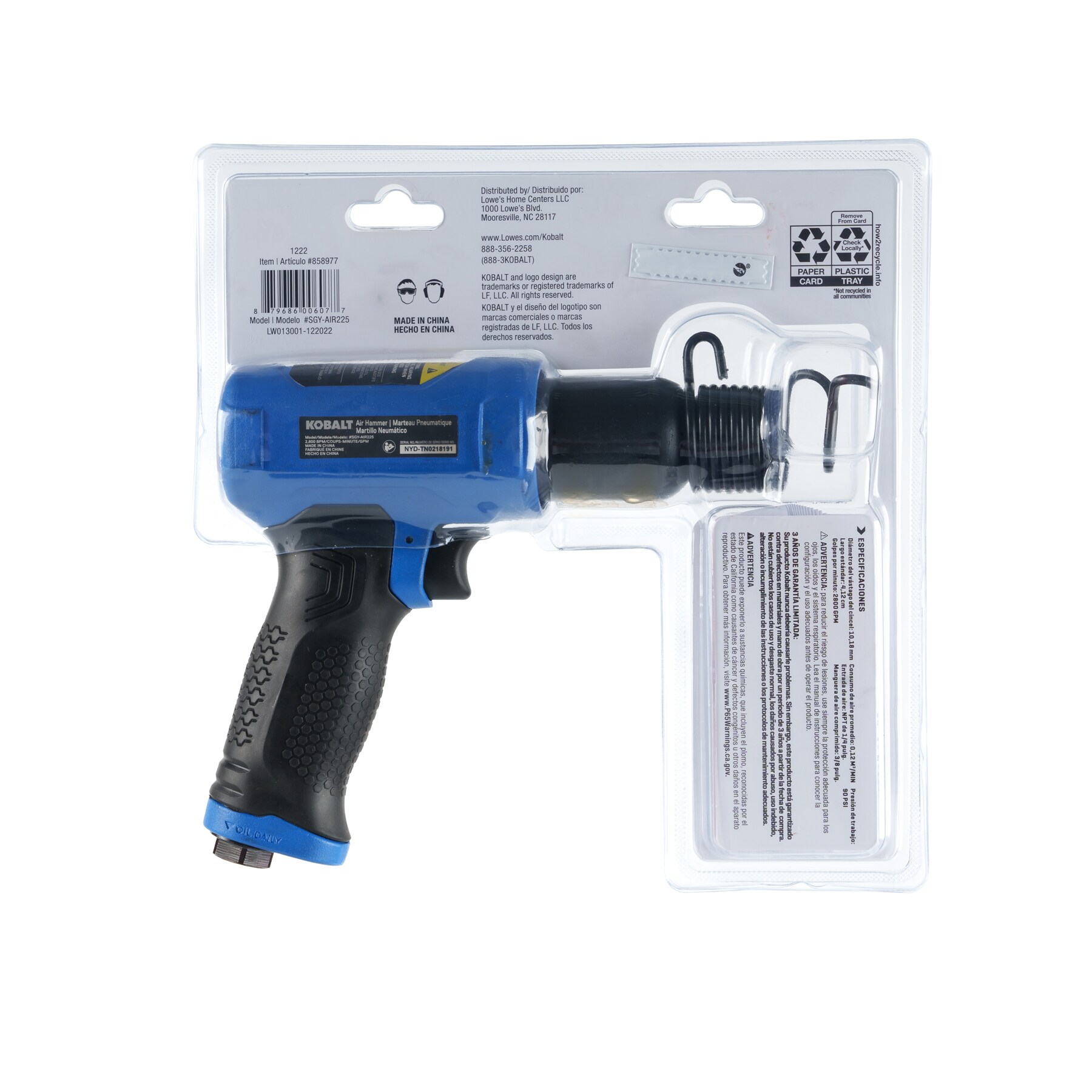 Martillo neumático Kobalt - Carrera media 2800 BMP SGY-AIR225