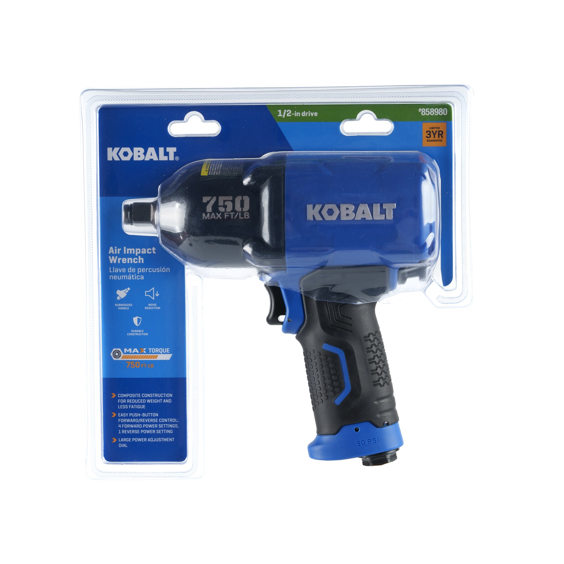 Llave de impacto de aire Kobalt de 0.5 pulgadas y 750 pies/libras (SGY-AIR228)