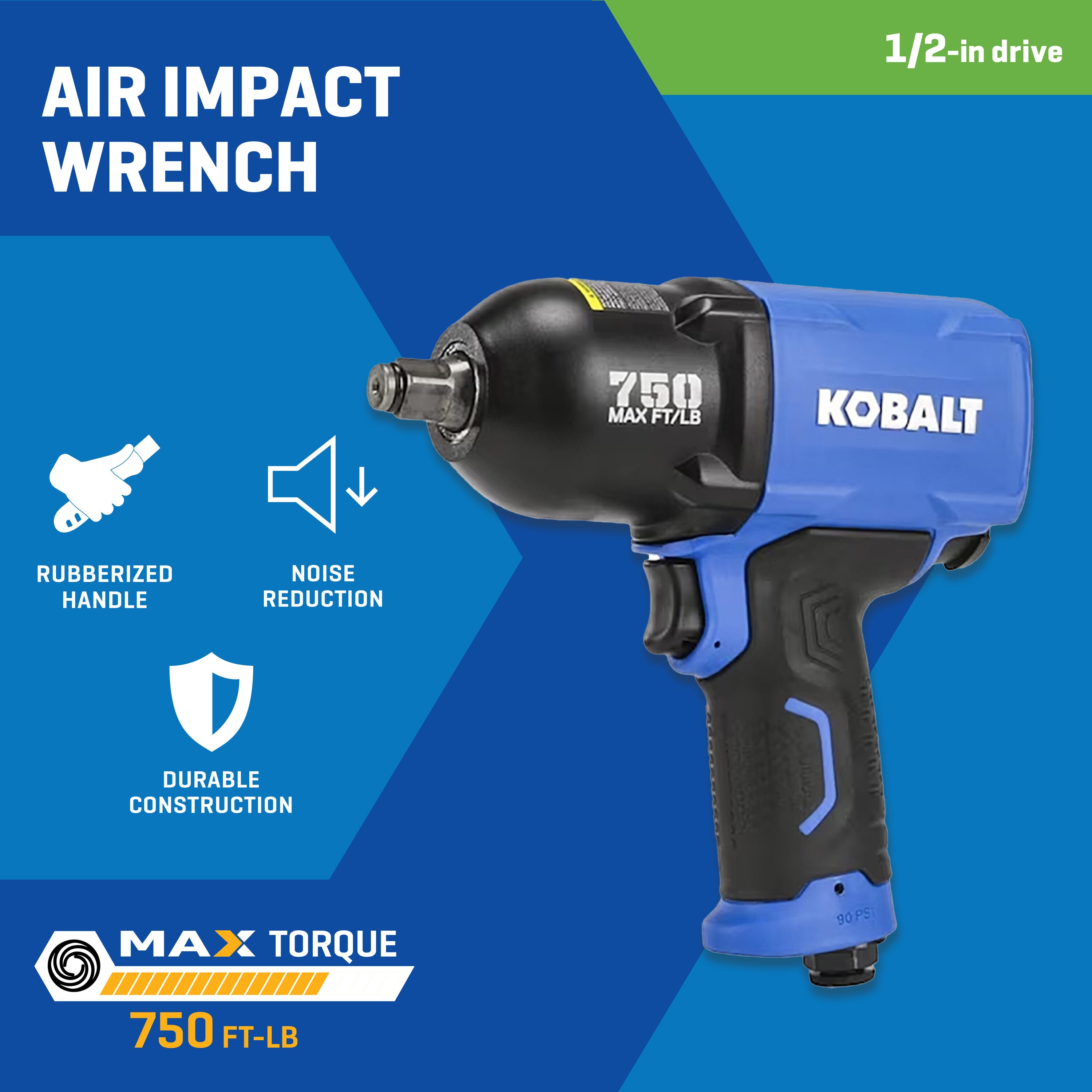 Llave de impacto de aire Kobalt de 0.5 pulgadas y 750 pies/libras (SGY-AIR228)