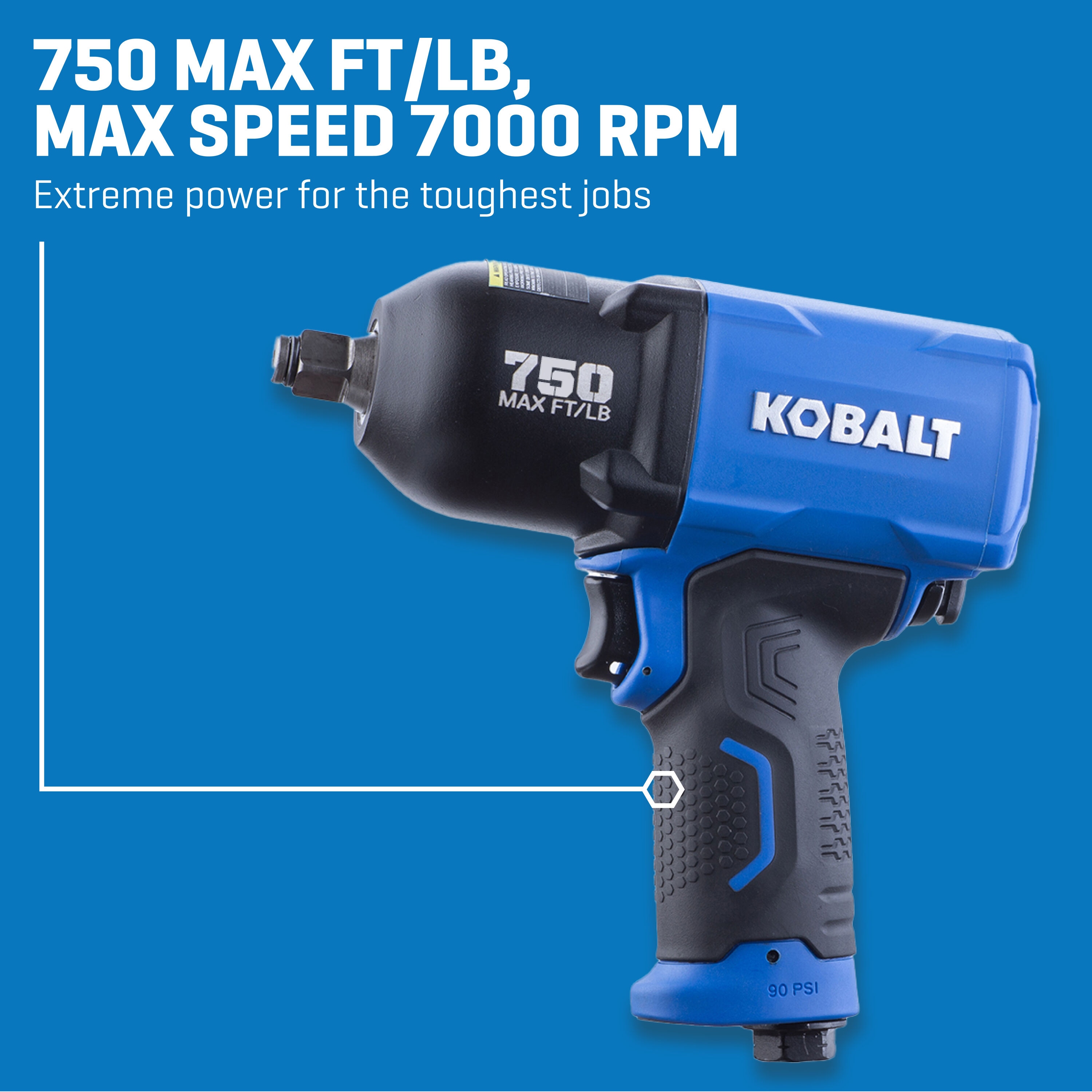 Llave de impacto de aire Kobalt de 0.5 pulgadas y 750 pies/libras (SGY-AIR228)