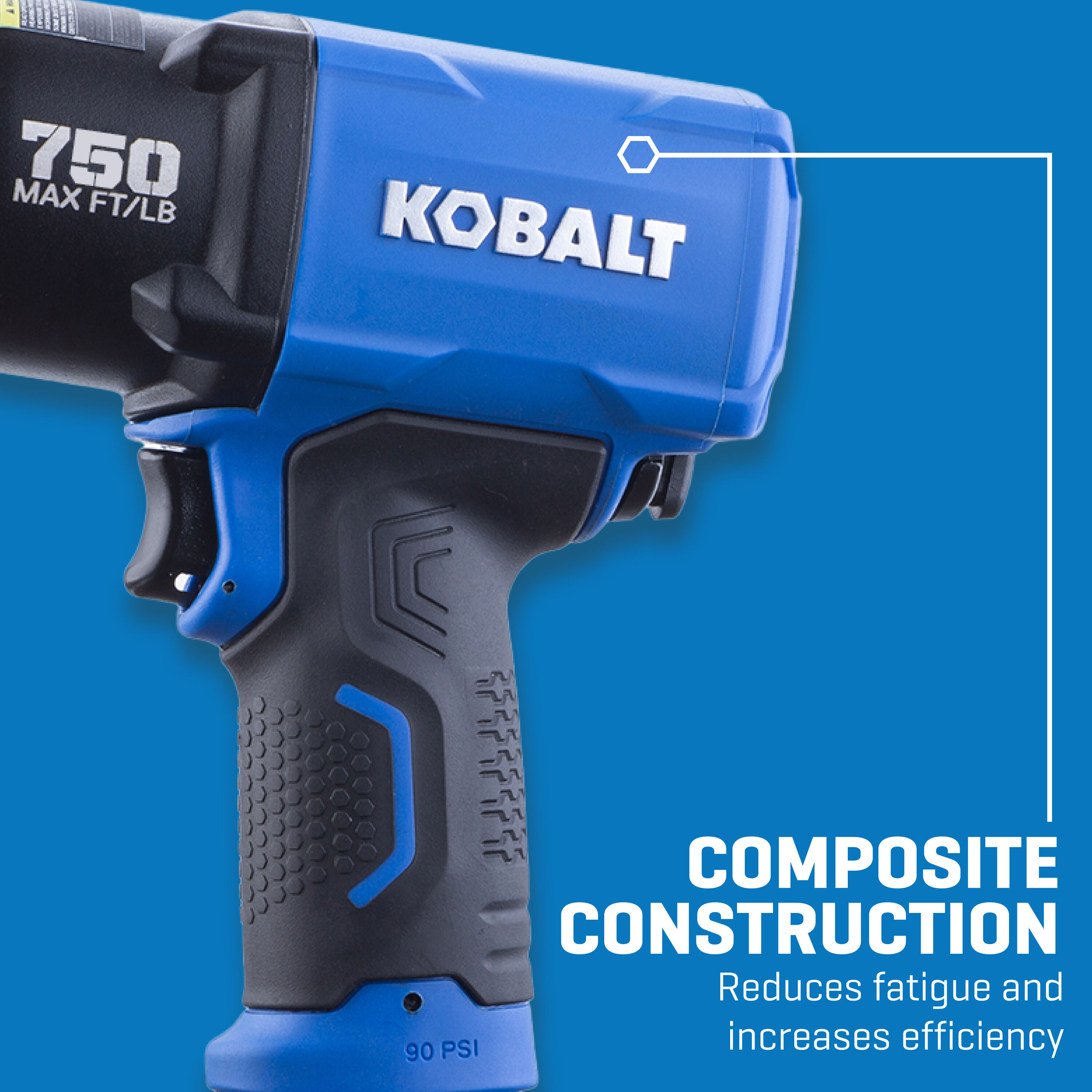 Llave de impacto de aire Kobalt de 0.5 pulgadas y 750 pies/libras (SGY-AIR228)