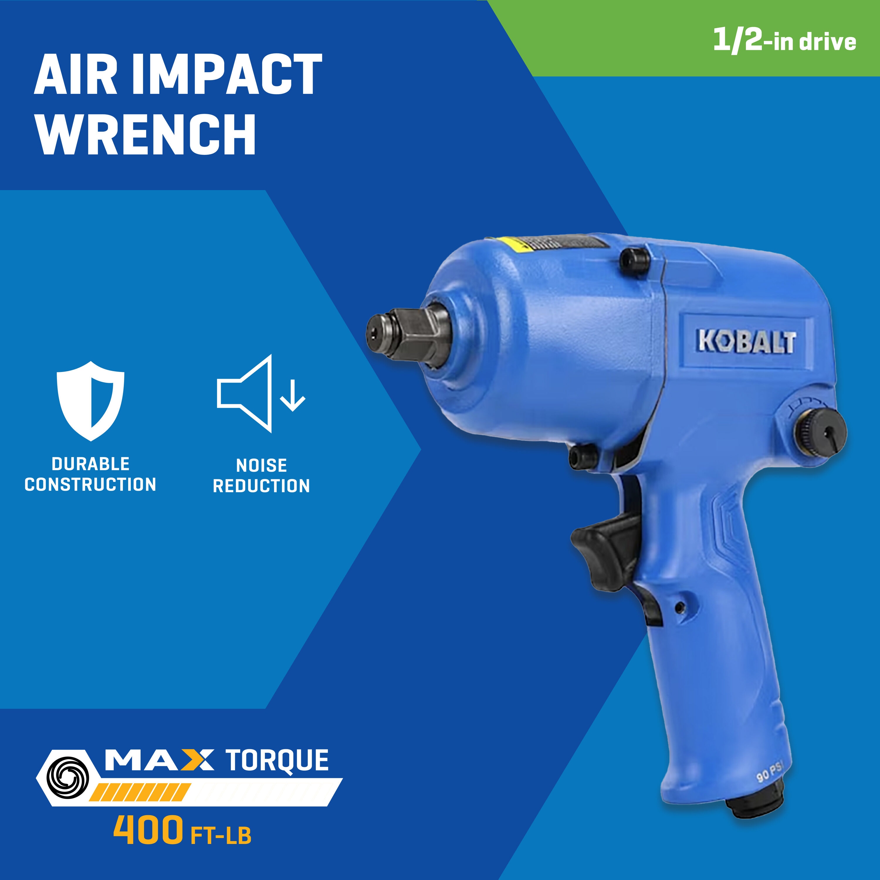 Llave de impacto de aire Kobalt de 0.5 pulgadas y 400 pies/libras