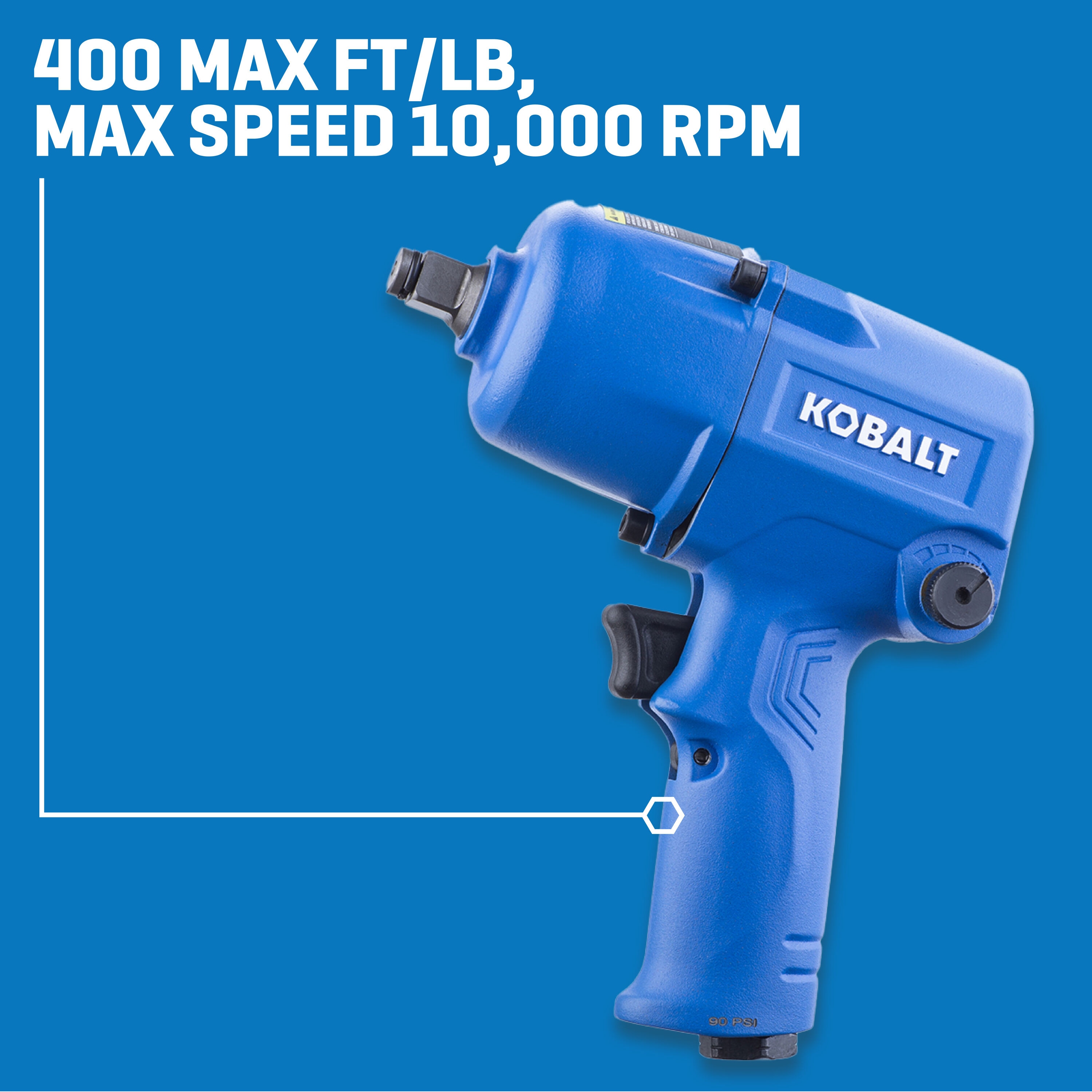 Llave de impacto de aire Kobalt de 0.5 pulgadas y 400 pies/libras