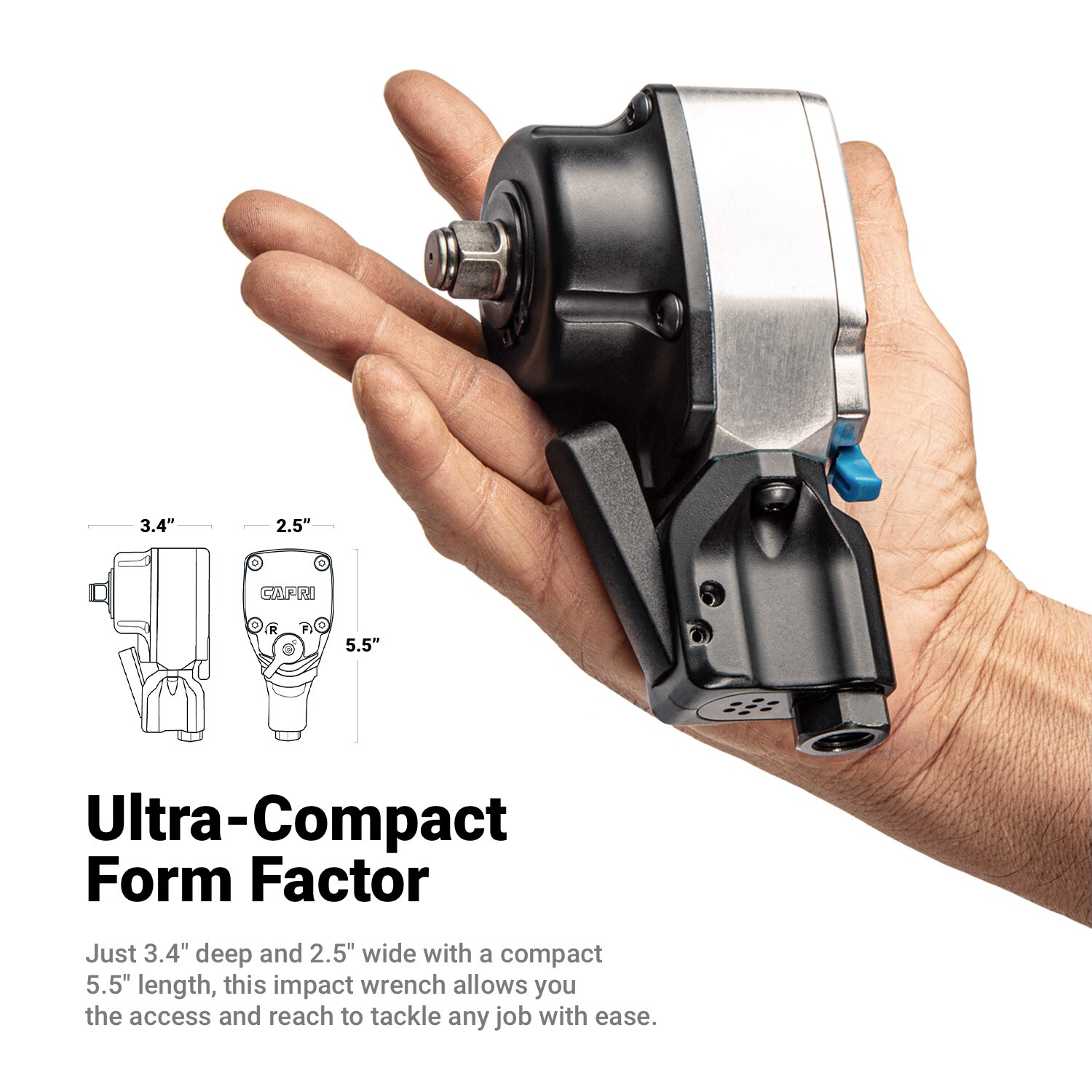 Llave de Impacto Neumática de 0.375 pulgadas con 405 pies/libras - CP33210 de Capri Tools