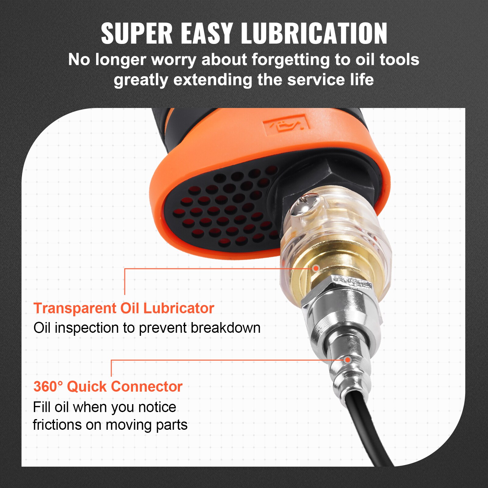 Llave de impacto neumática de 0.5 pulgadas con 1400 pies/libras de torque - VEVOR