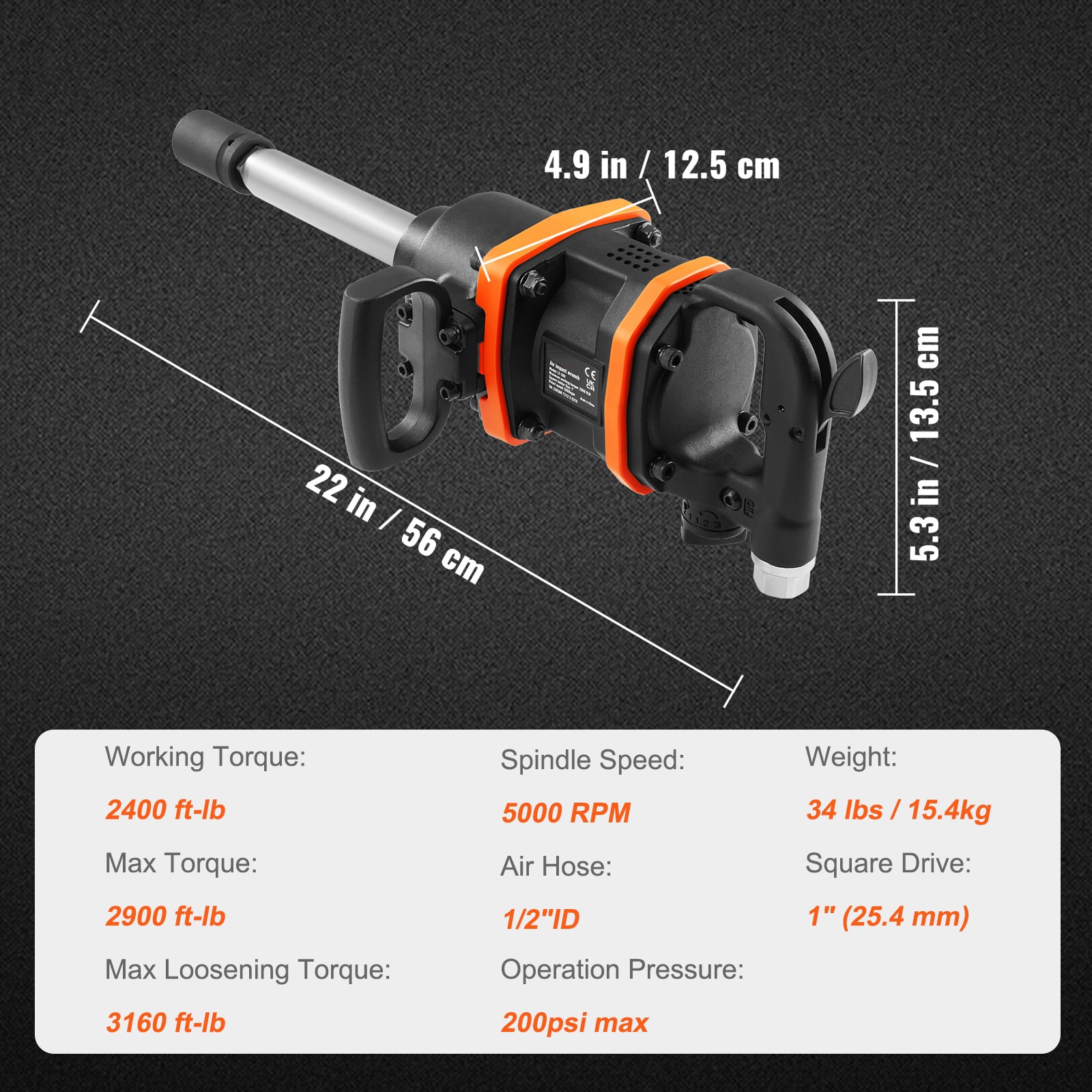 Llave de impacto de aire de 3160 pies/libra KQ2800N15500NUKERV0