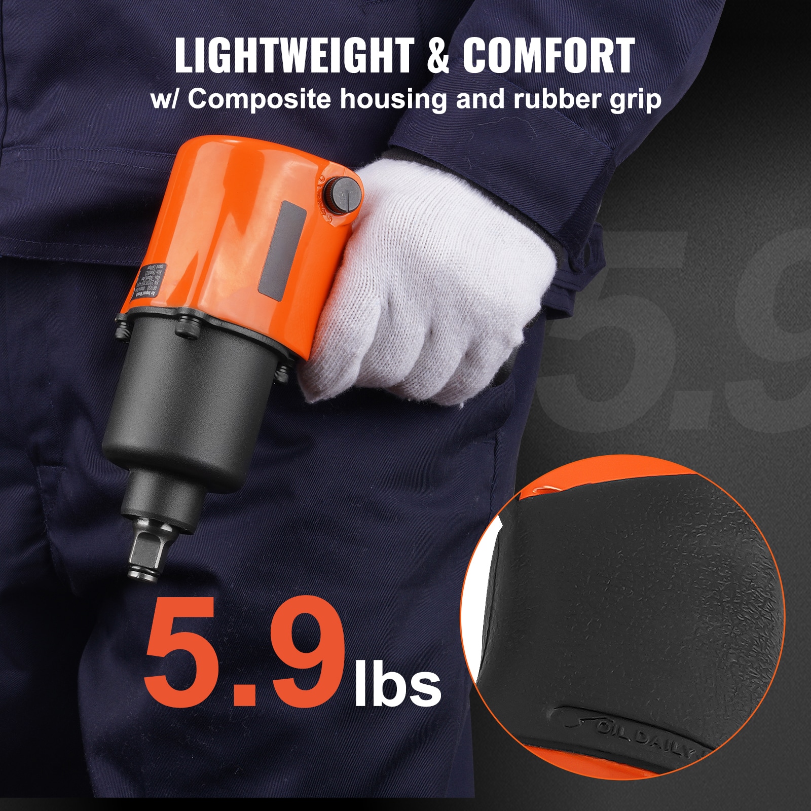 Llave de impacto de aire de 0.5 pulgadas con 880 pies/libra VEVOR KQ660N121000NH9DPV0