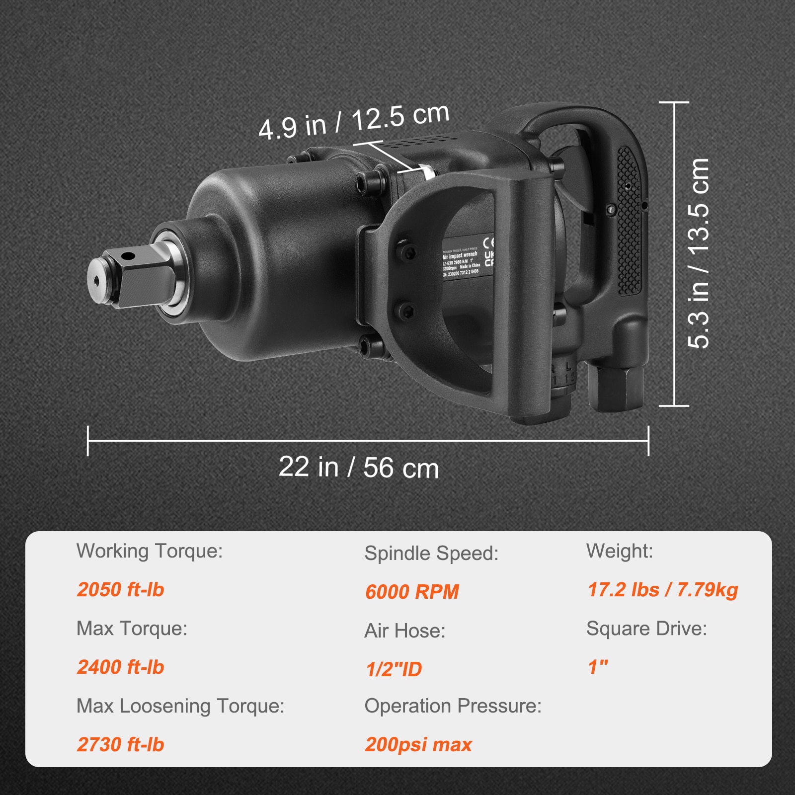 Llave de impacto de aire de 2730 libras-pie