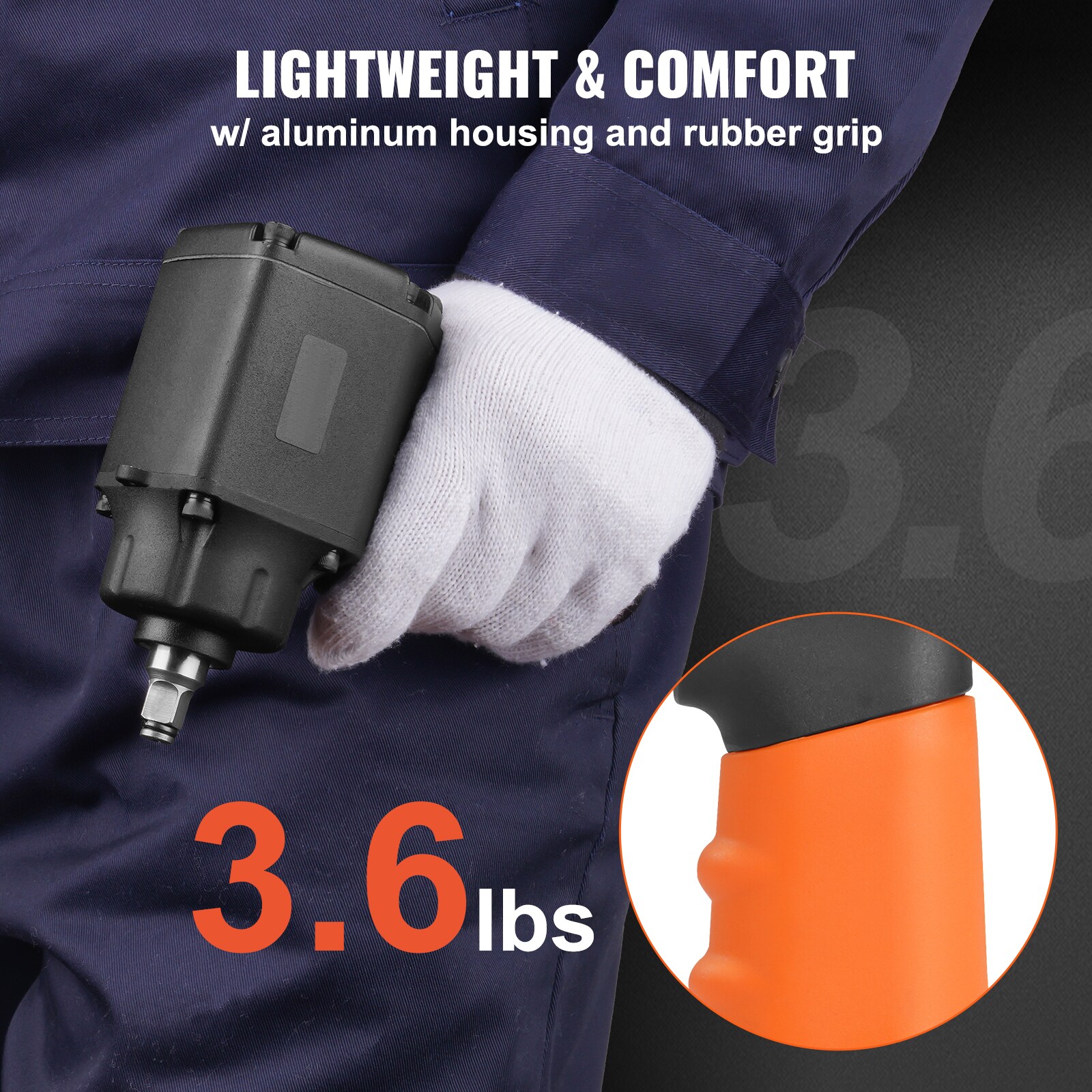 Llave de impacto neumática de 0.375 pulgadas y 690 pies/libras