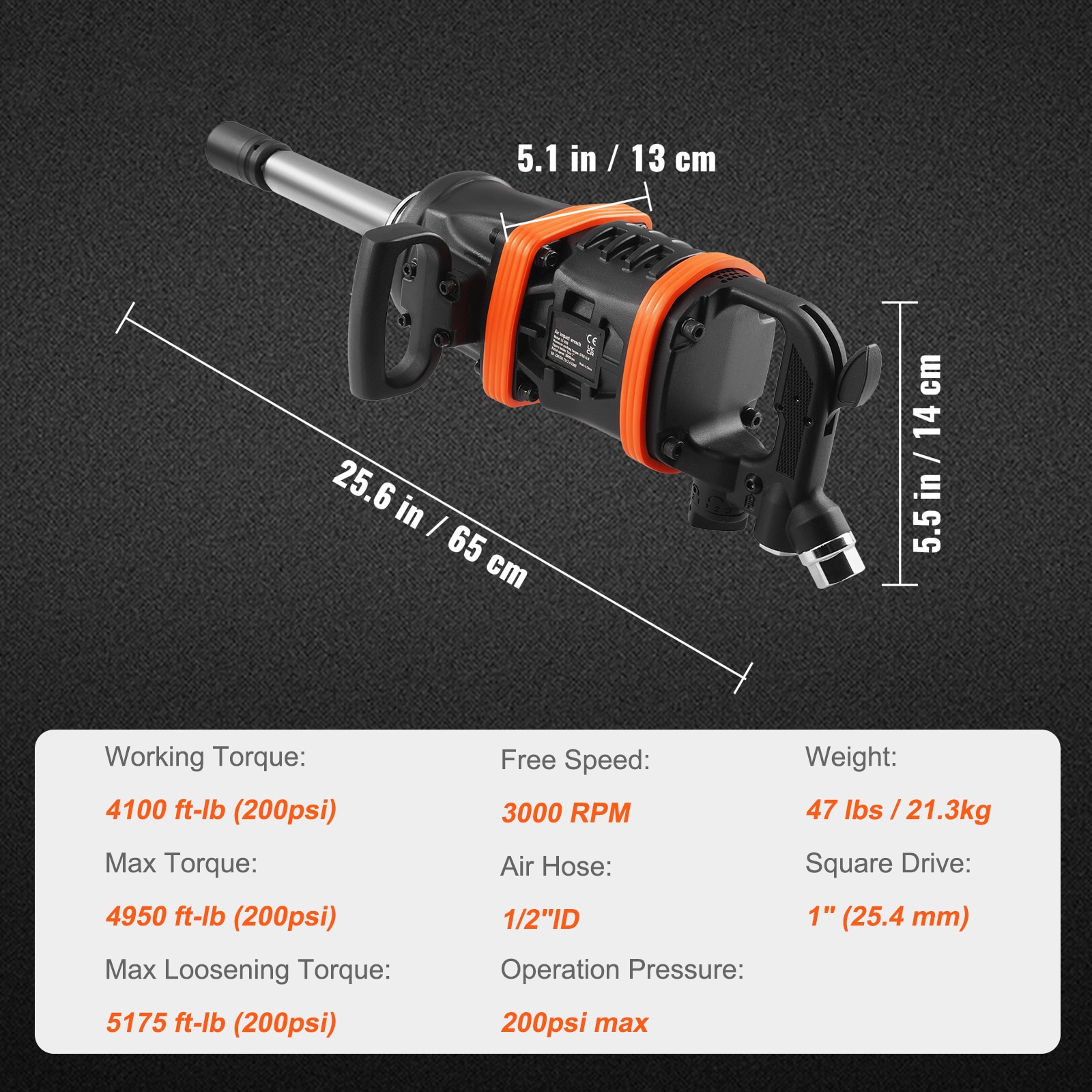 Llave de impacto de aire VEVOR de 5175 libras-pie
