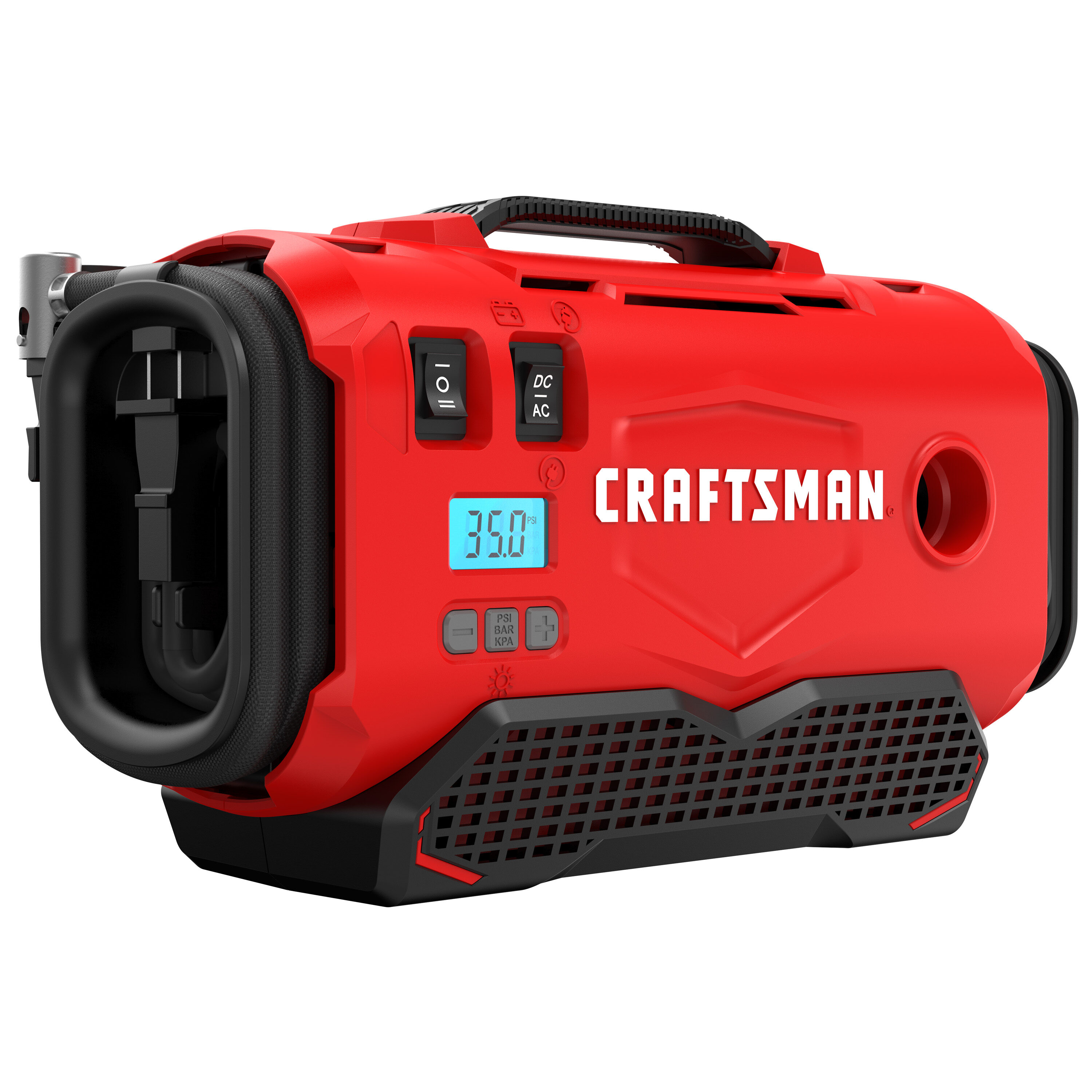 Inflador de aire de iones de litio de 20 voltios de CRAFTSMAN V20 (Fuente de energía: Batería/Carro/Eléctrica) CMCE520B.