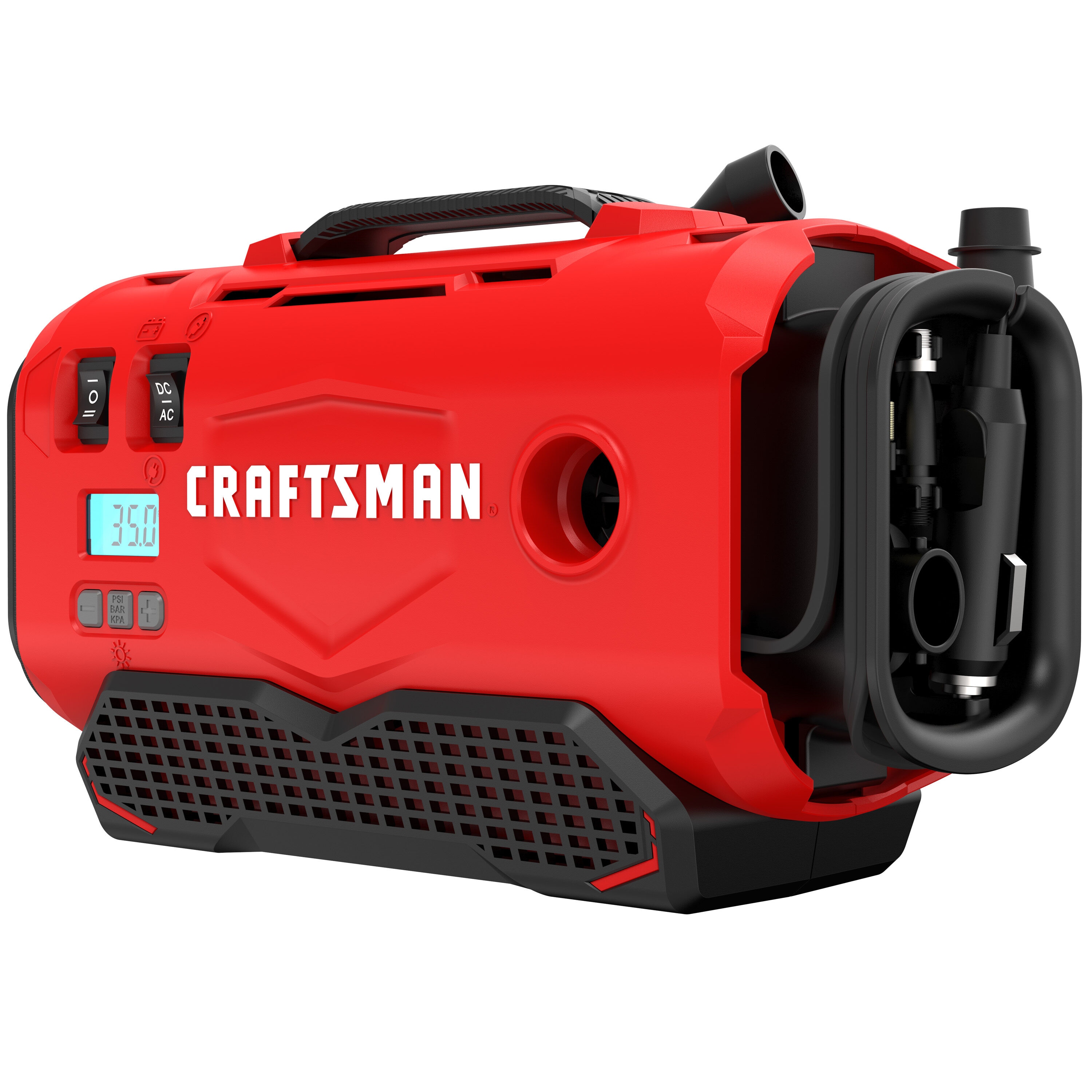Inflador de aire de iones de litio de 20 voltios de CRAFTSMAN V20 (Fuente de energía: Batería/Carro/Eléctrica) CMCE520B.