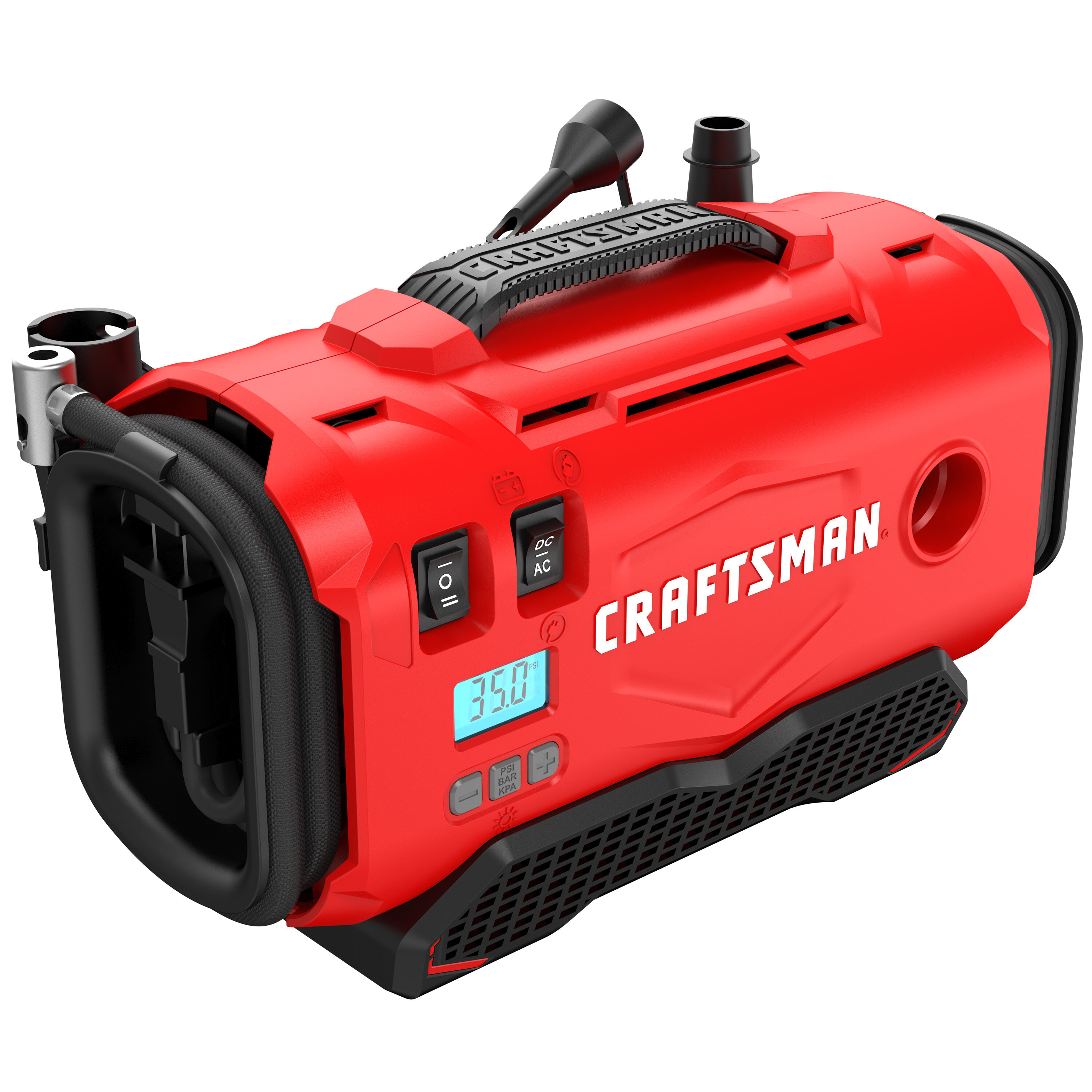 Inflador de aire de iones de litio de 20 voltios de CRAFTSMAN V20 (Fuente de energía: Batería/Carro/Eléctrica) CMCE520B.