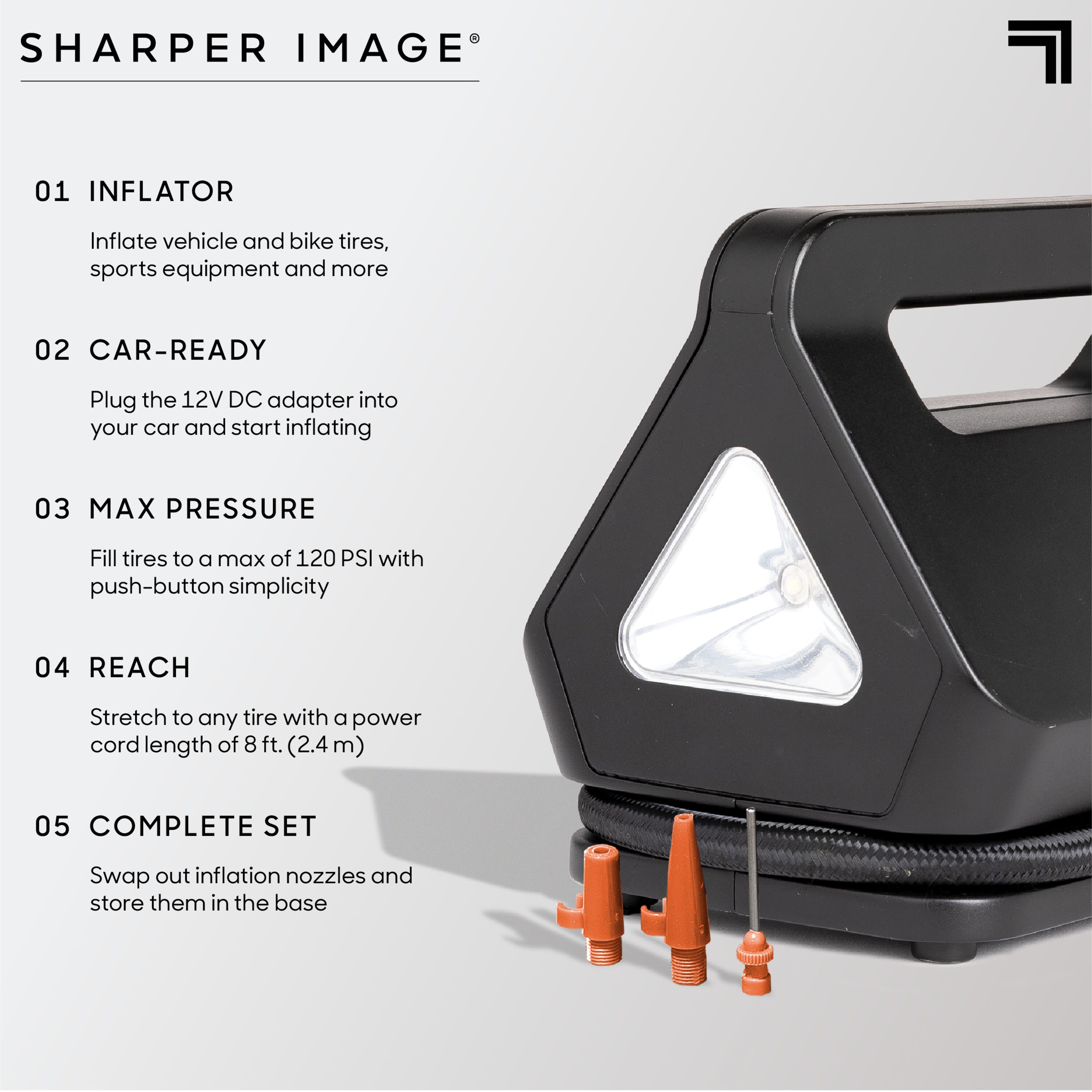 Inflador de aire portátil para auto de Sharper Image (Fuente de energía: Coche) 1012710