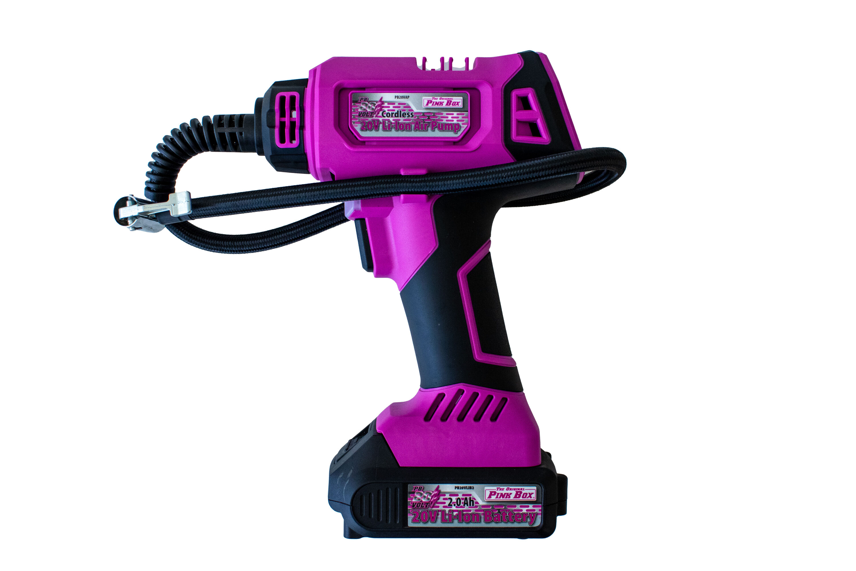 El Original Pink Box Sistema Pink Pro de Inflado de Aire de Iones de Litio de 20 voltios (Fuente de Energía: Batería) PB20VAP-2AH-CHRGR