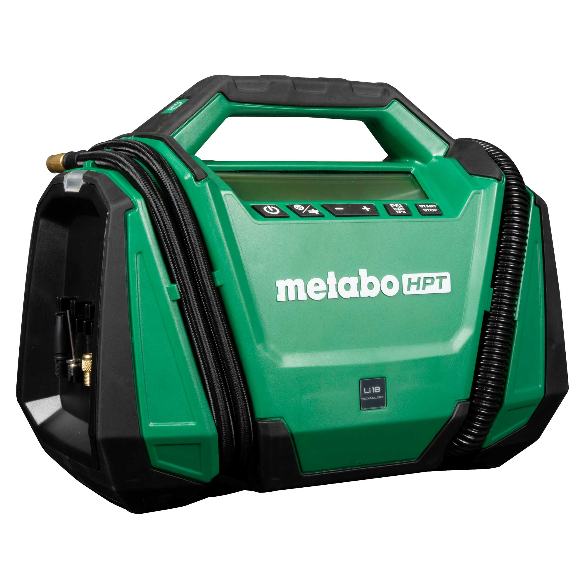 Inflador de aire de iones de litio MultiVolt de 18 voltios de Metabo HPT (Fuente de energía: Batería/Auto/Eléctrica) UP18DAQ4M