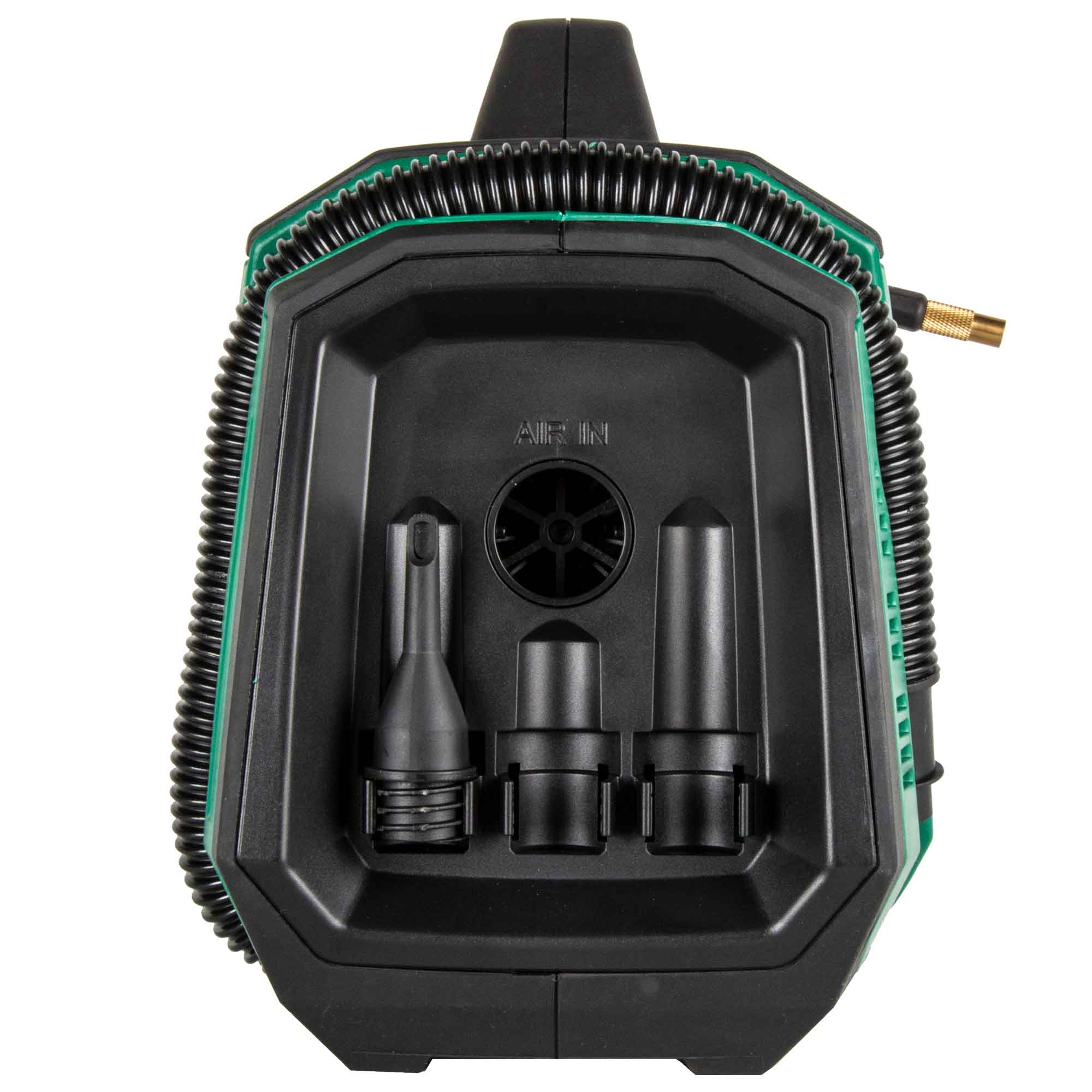 Inflador de aire de iones de litio MultiVolt de 18 voltios de Metabo HPT (Fuente de energía: Batería/Auto/Eléctrica) UP18DAQ4M