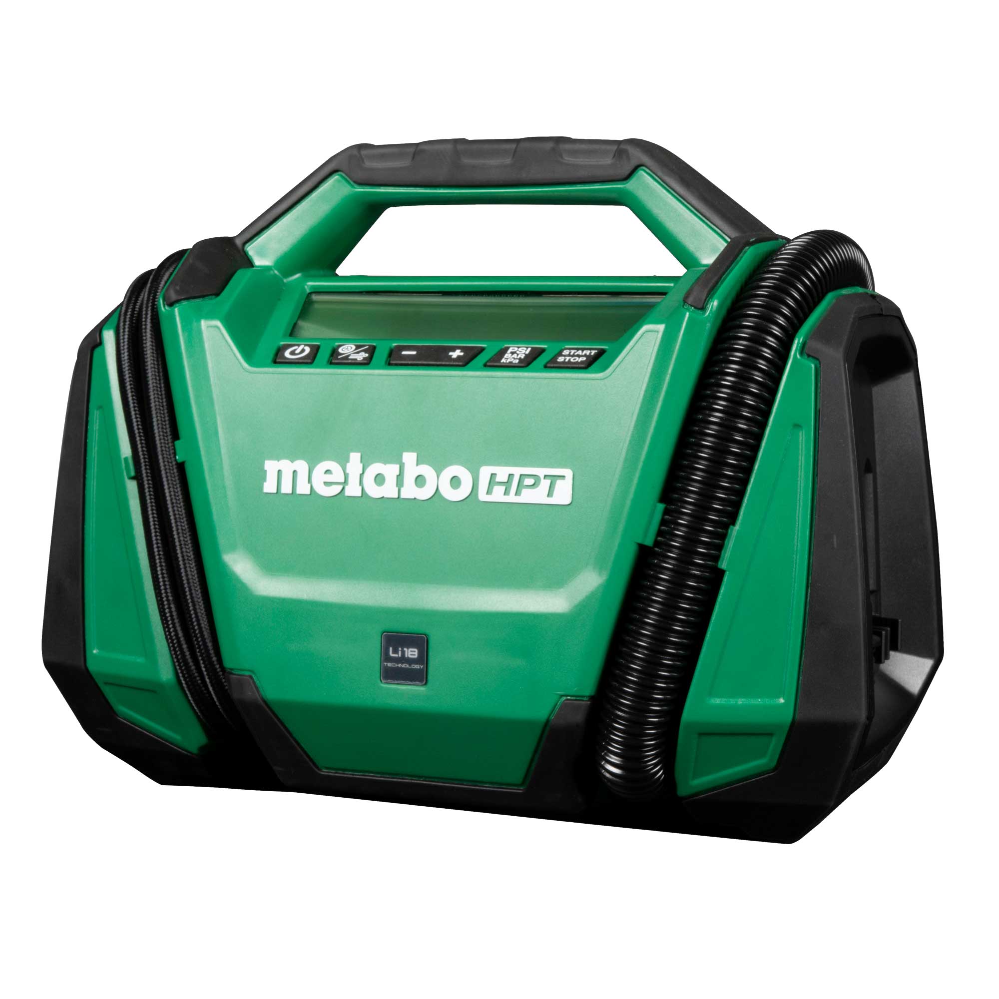Inflador de aire de iones de litio MultiVolt de 18 voltios de Metabo HPT (Fuente de energía: Batería/Auto/Eléctrica) UP18DAQ4M