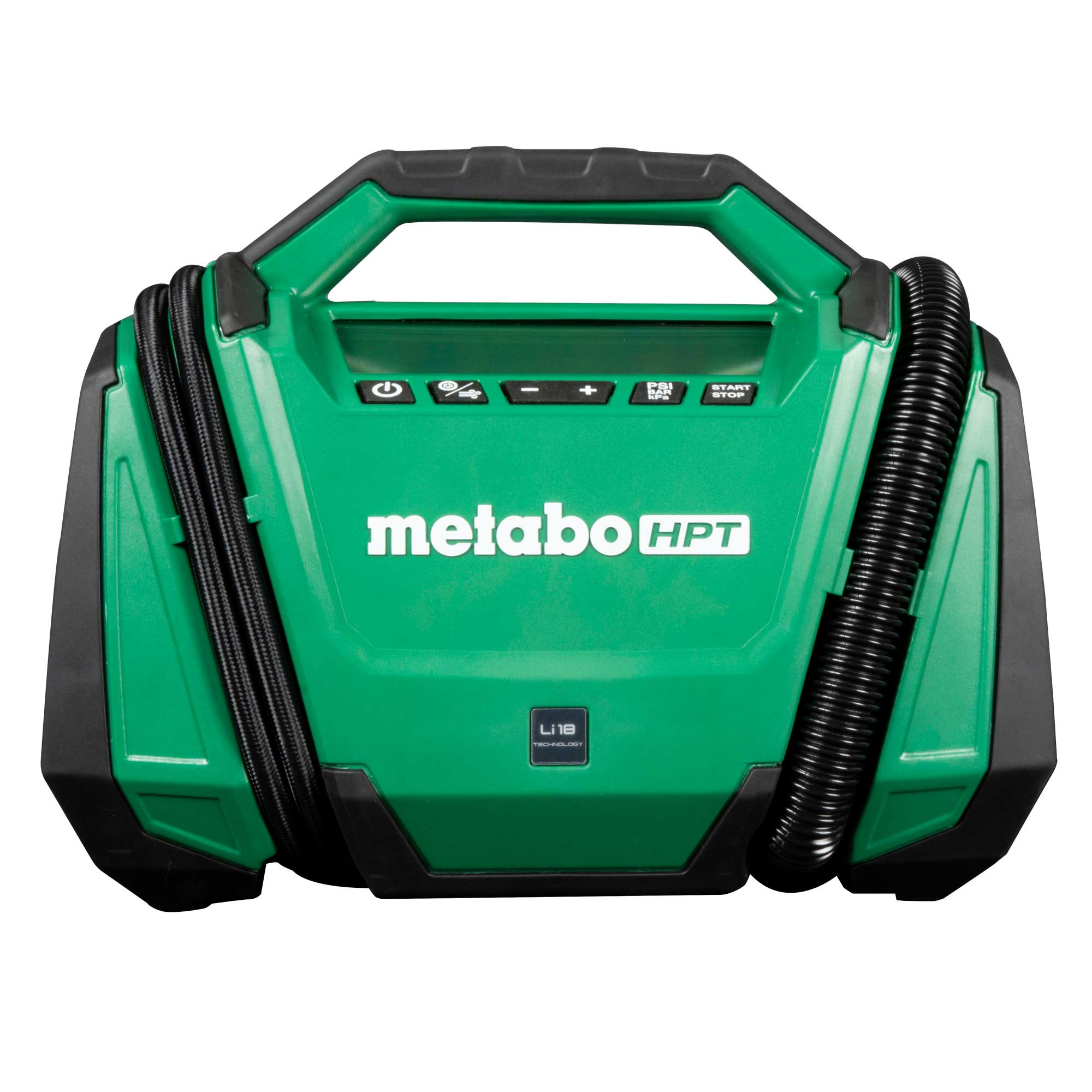 Inflador de aire de iones de litio MultiVolt de 18 voltios de Metabo HPT (Fuente de energía: Batería/Auto/Eléctrica) UP18DAQ4M