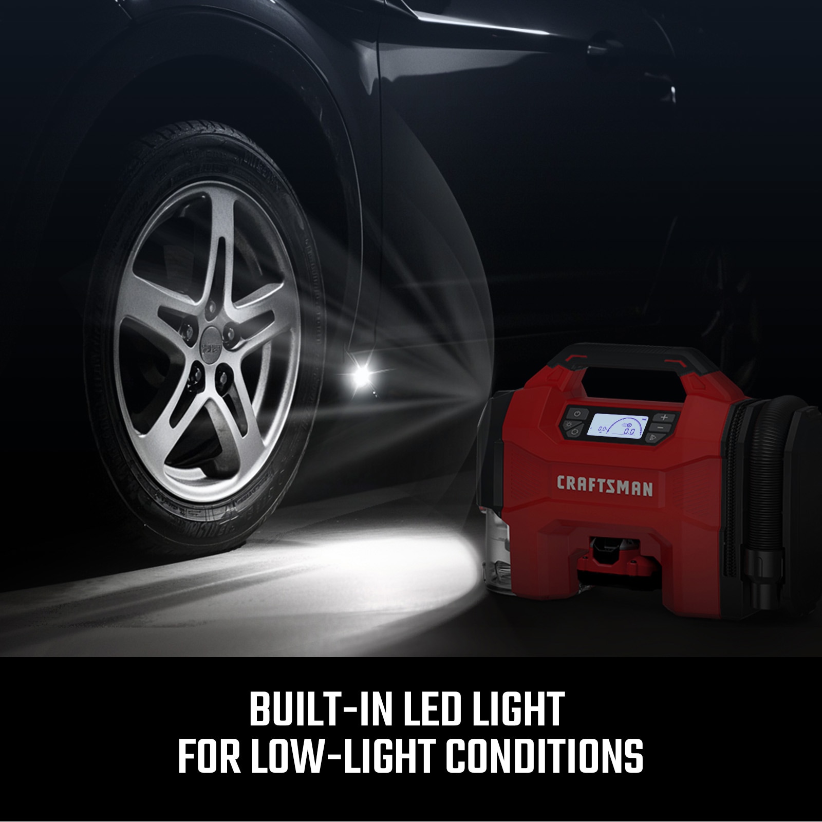 Inflador inalámbrico Craftsman de 20 voltios de ion de litio (Fuente de energía: Batería/Coche/Eléctrica)