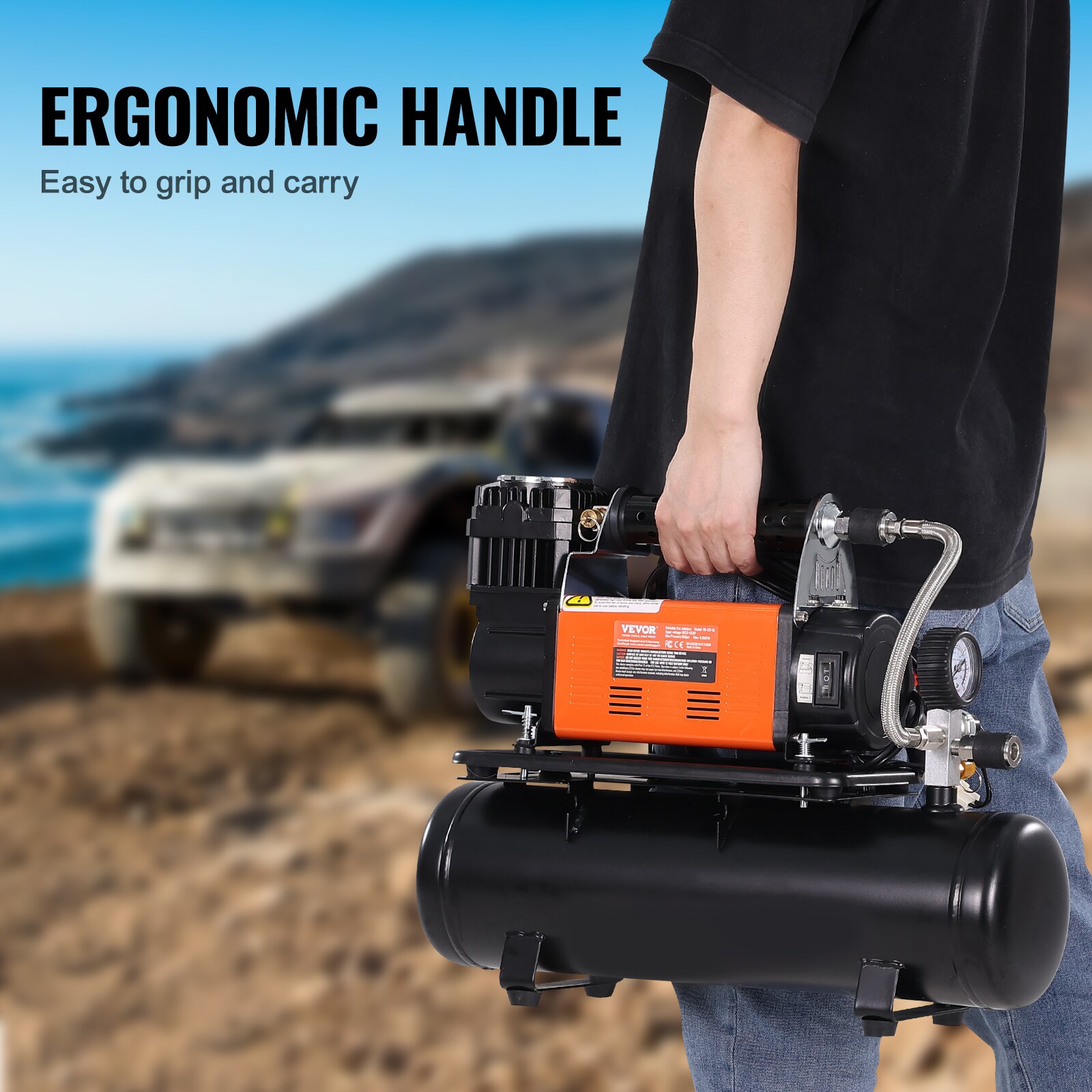 Inflador de Neumáticos 150PSI con tanque de aire de 6.35CFM (Fuente de energía: Eléctrica)