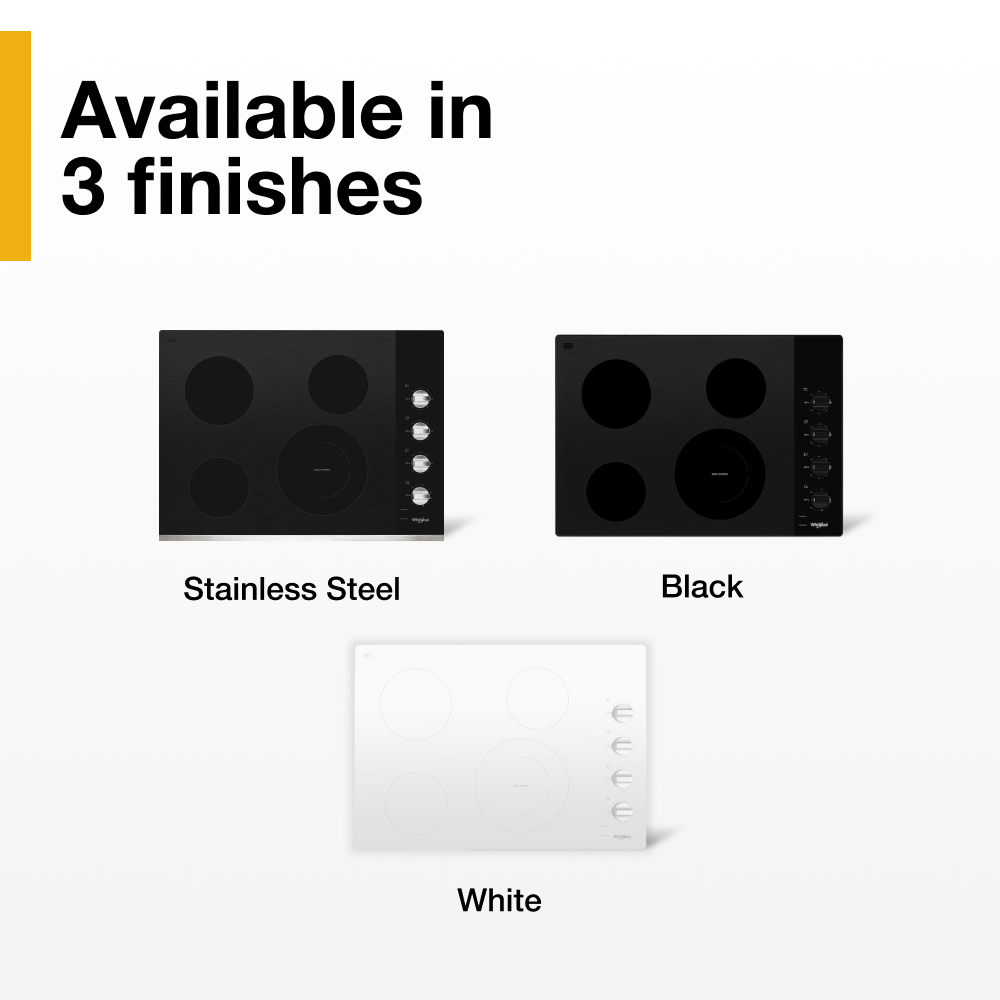 Estufa eléctrica Whirlpool de 30 pulgadas con 4 quemadores y superficie lisa (radiante) en color negro - WCE55US0HB