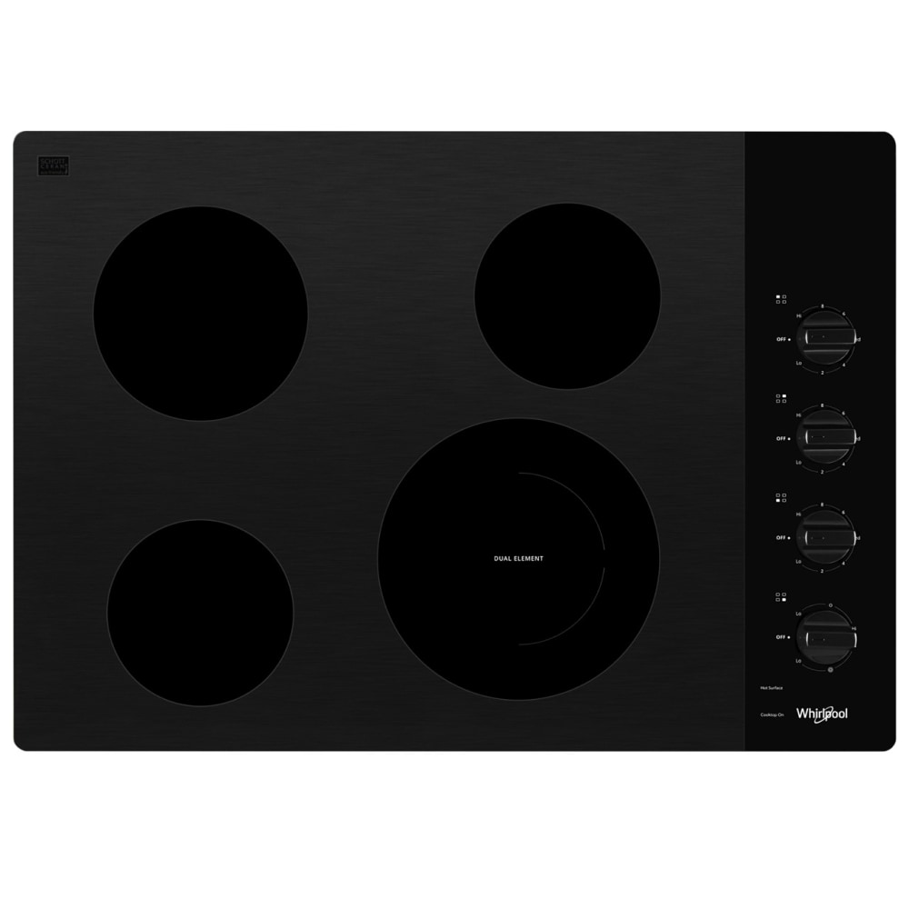 Estufa eléctrica Whirlpool de 30 pulgadas con 4 quemadores y superficie lisa (radiante) en color negro - WCE55US0HB