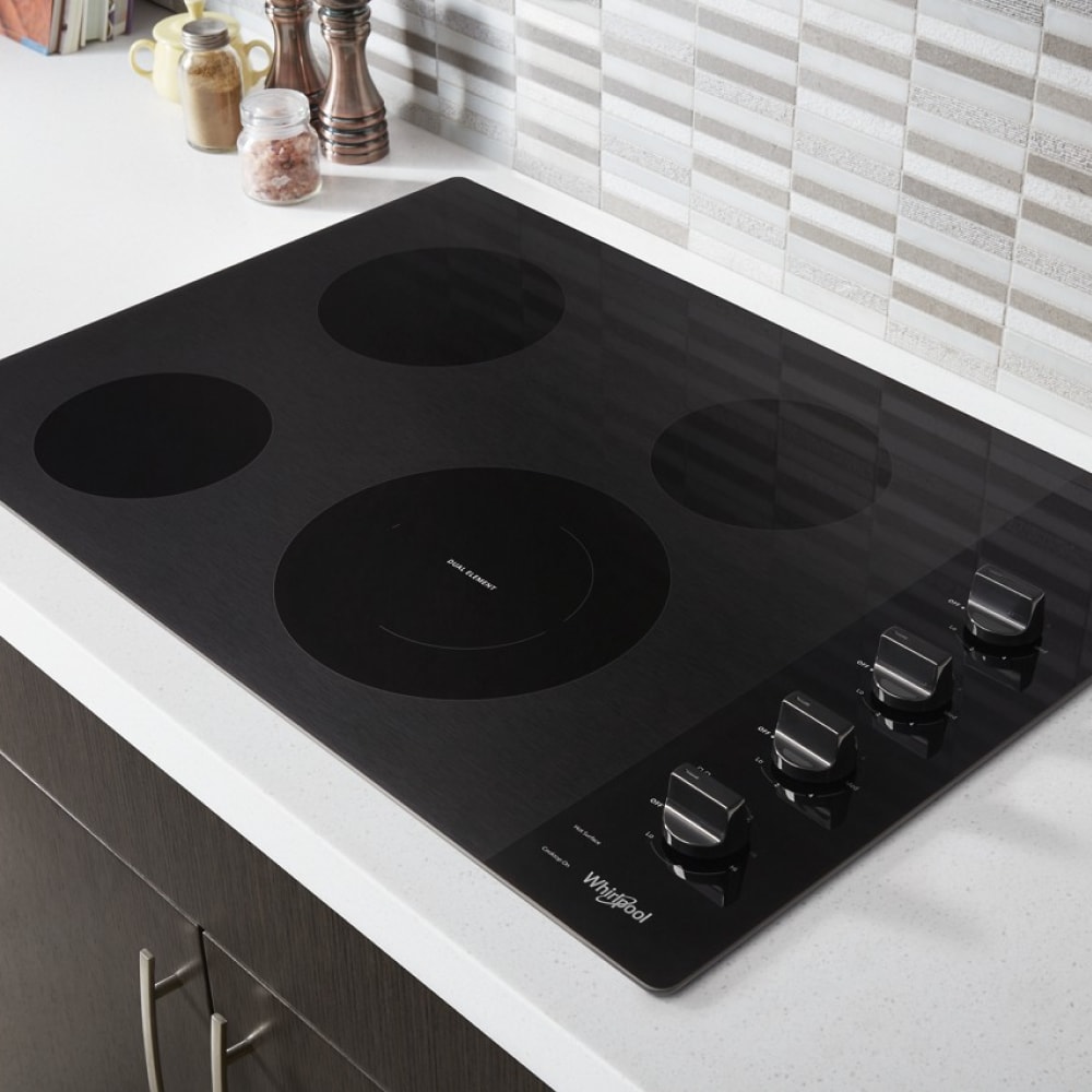 Estufa eléctrica Whirlpool de 30 pulgadas con 4 quemadores y superficie lisa (radiante) en color negro - WCE55US0HB